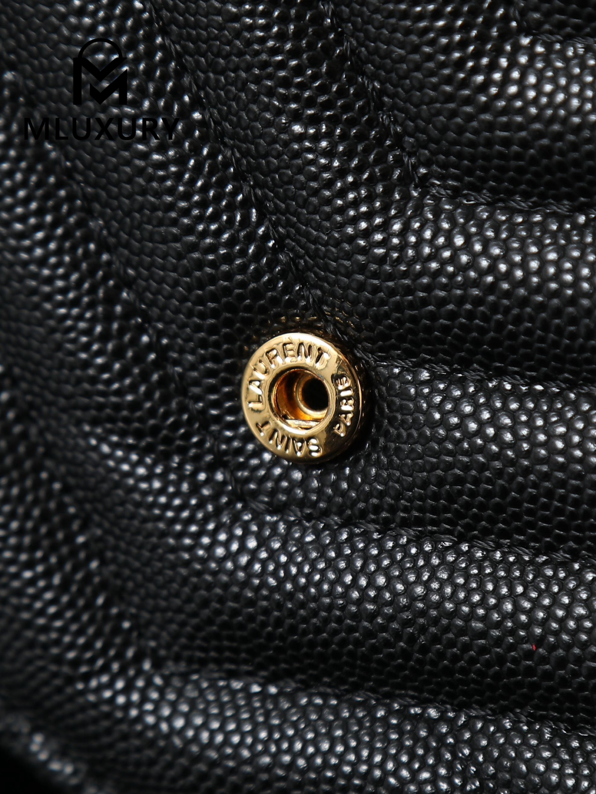 YSL WOC Caviar Small Envelope Bag, Black with Gold Buckle