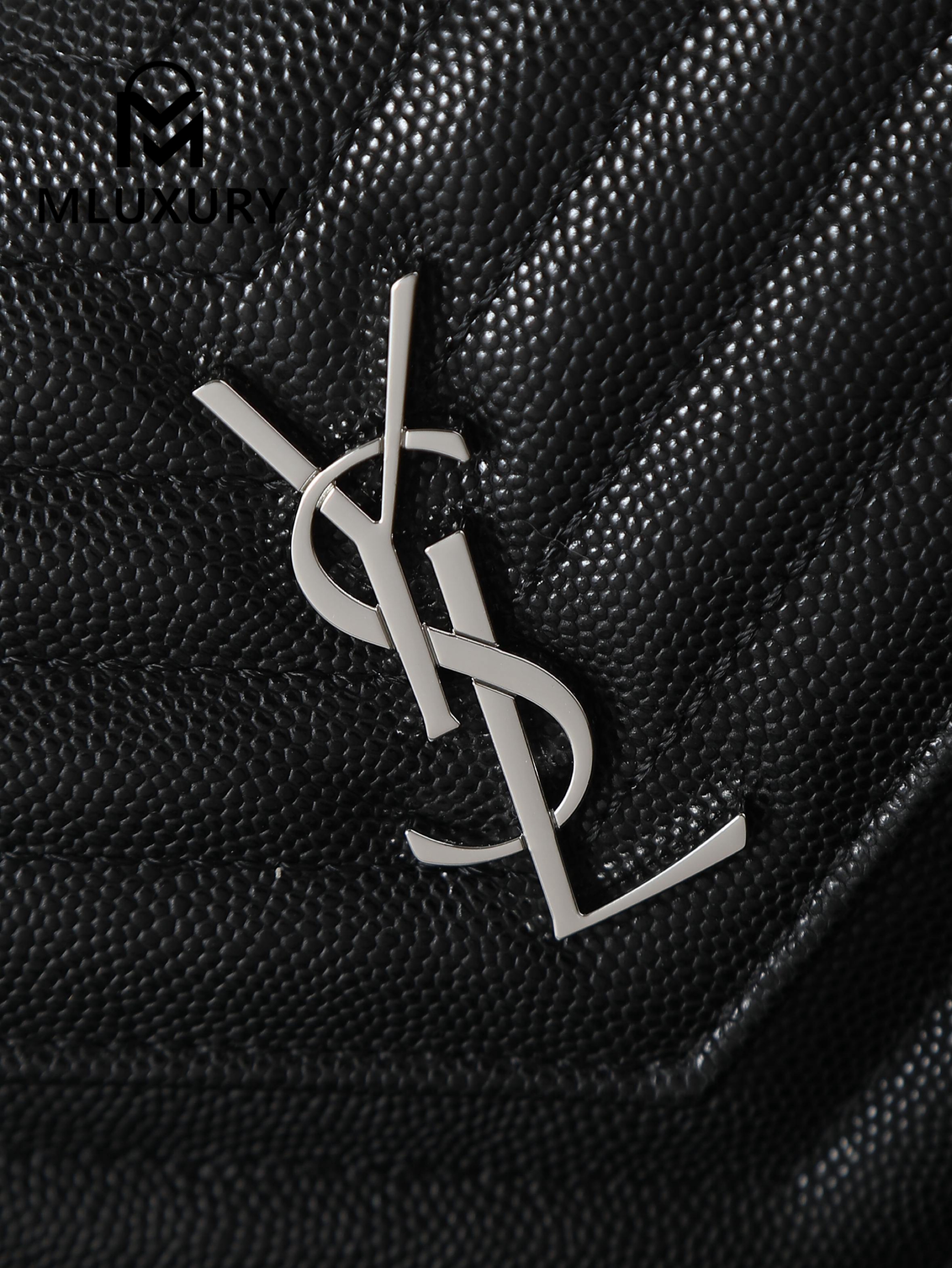 YSL WOC Caviar Small Envelope Bag, Black with Silver Hardware