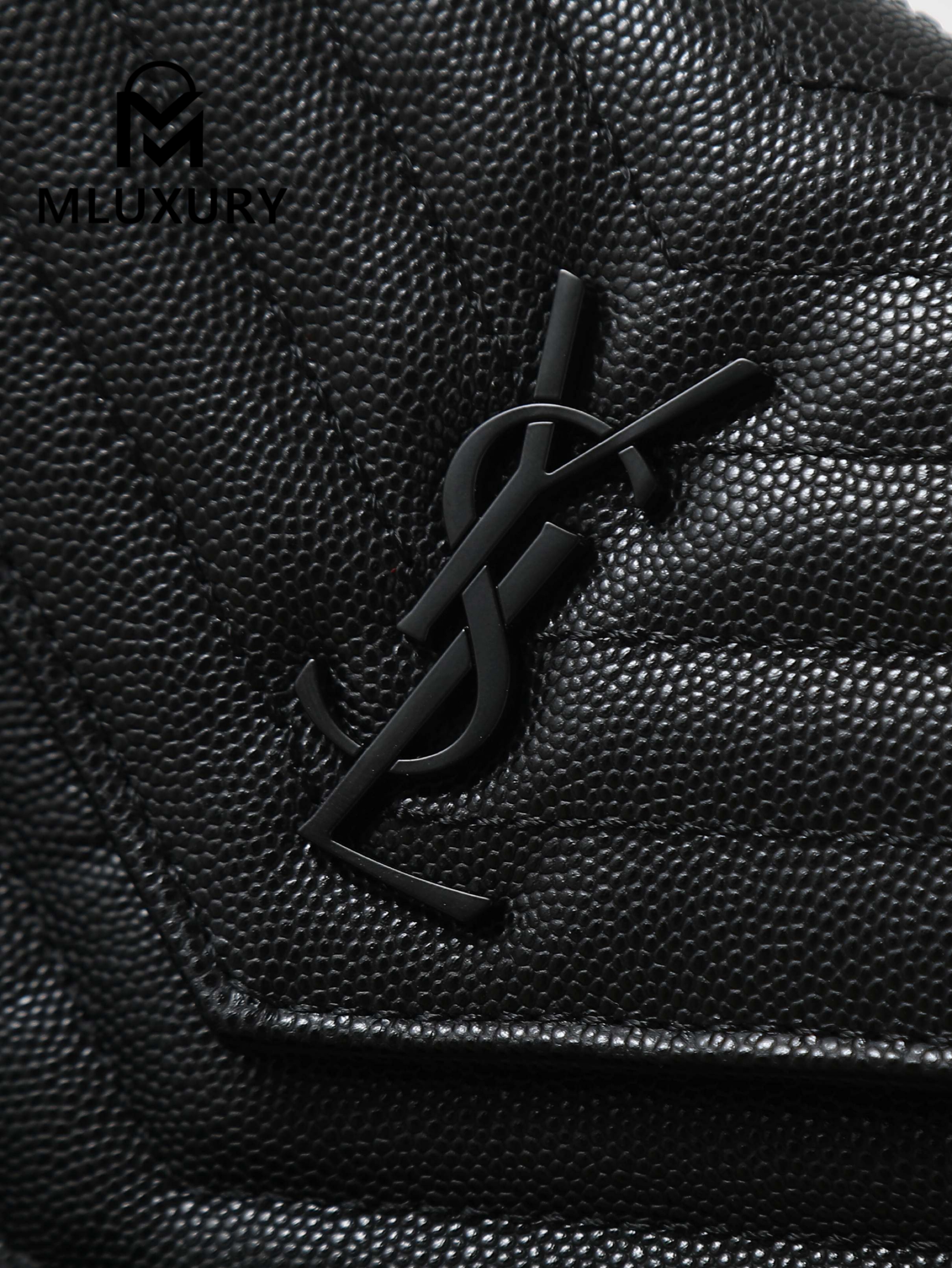 YSL WOC Caviar Small Envelope Bag, Black with Black Buckle