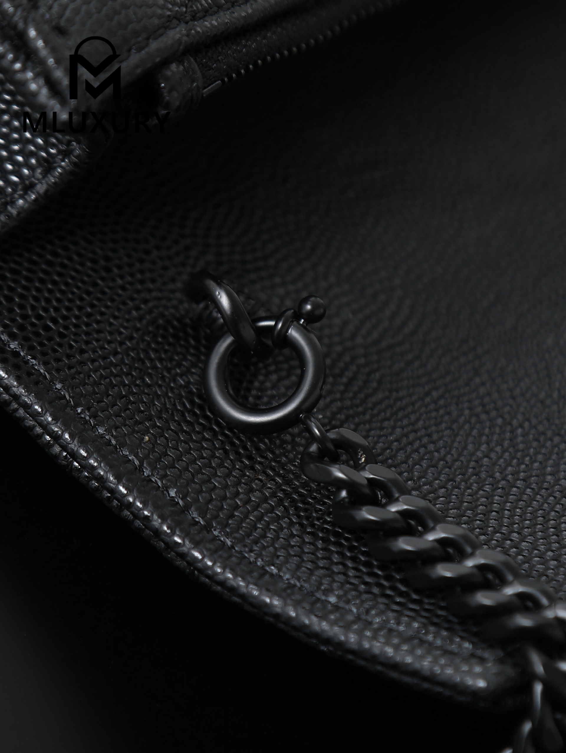 YSL WOC Caviar Small Envelope Bag, Black with Black Buckle