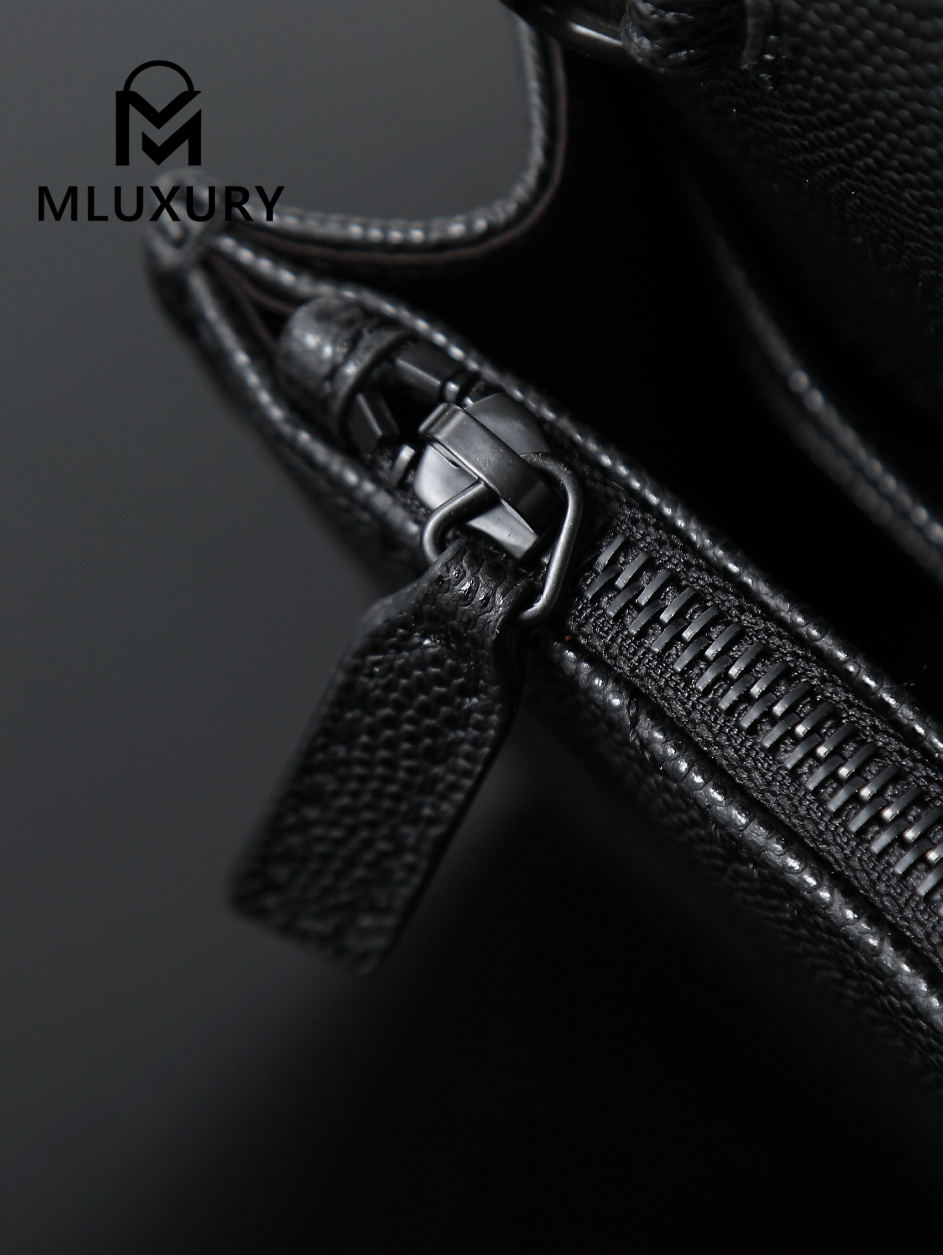 YSL WOC Caviar Small Envelope Bag, Black with Black Buckle
