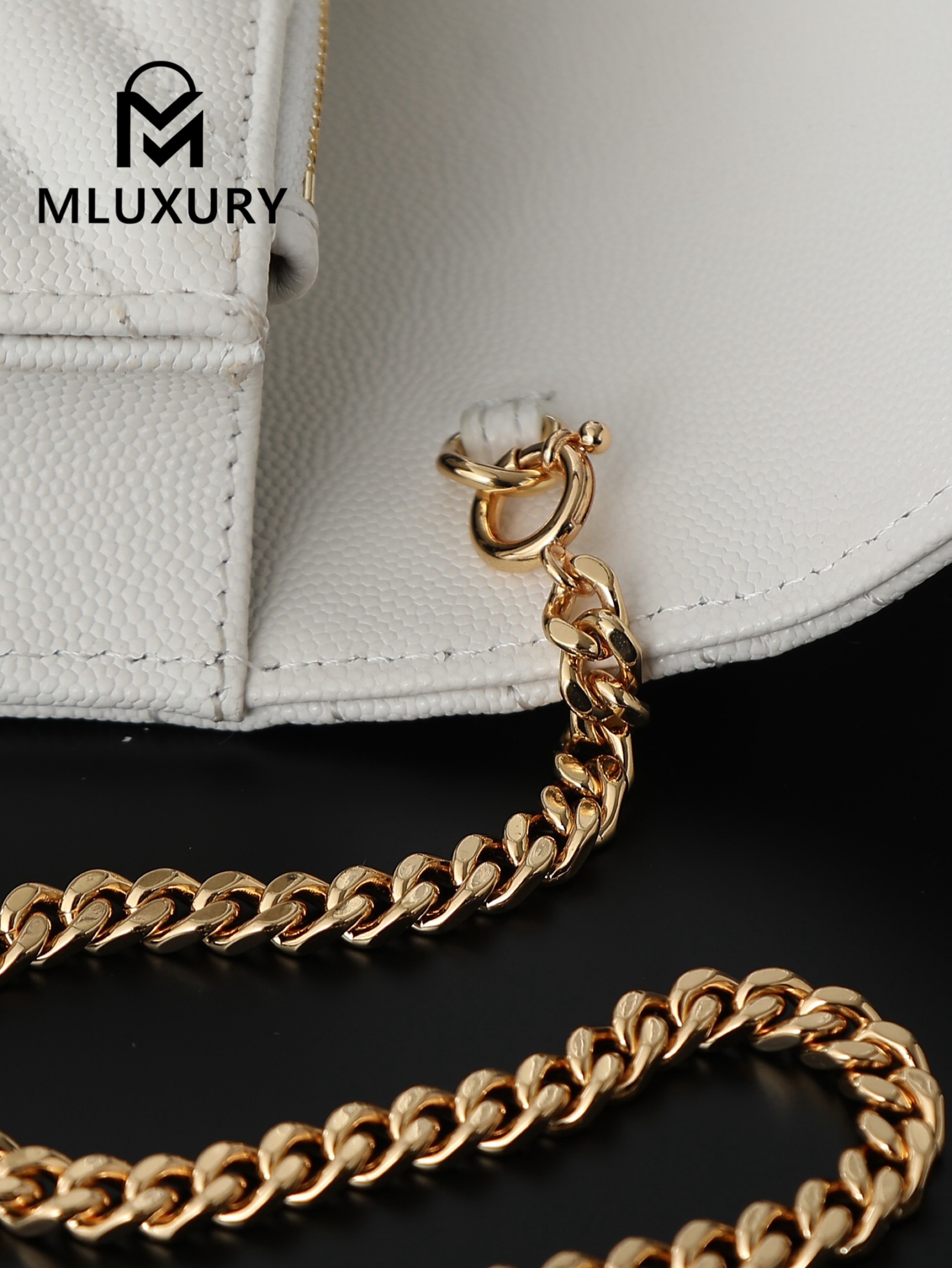 YSL WOC Caviar Small Envelope Bag, White with Gold Hardware