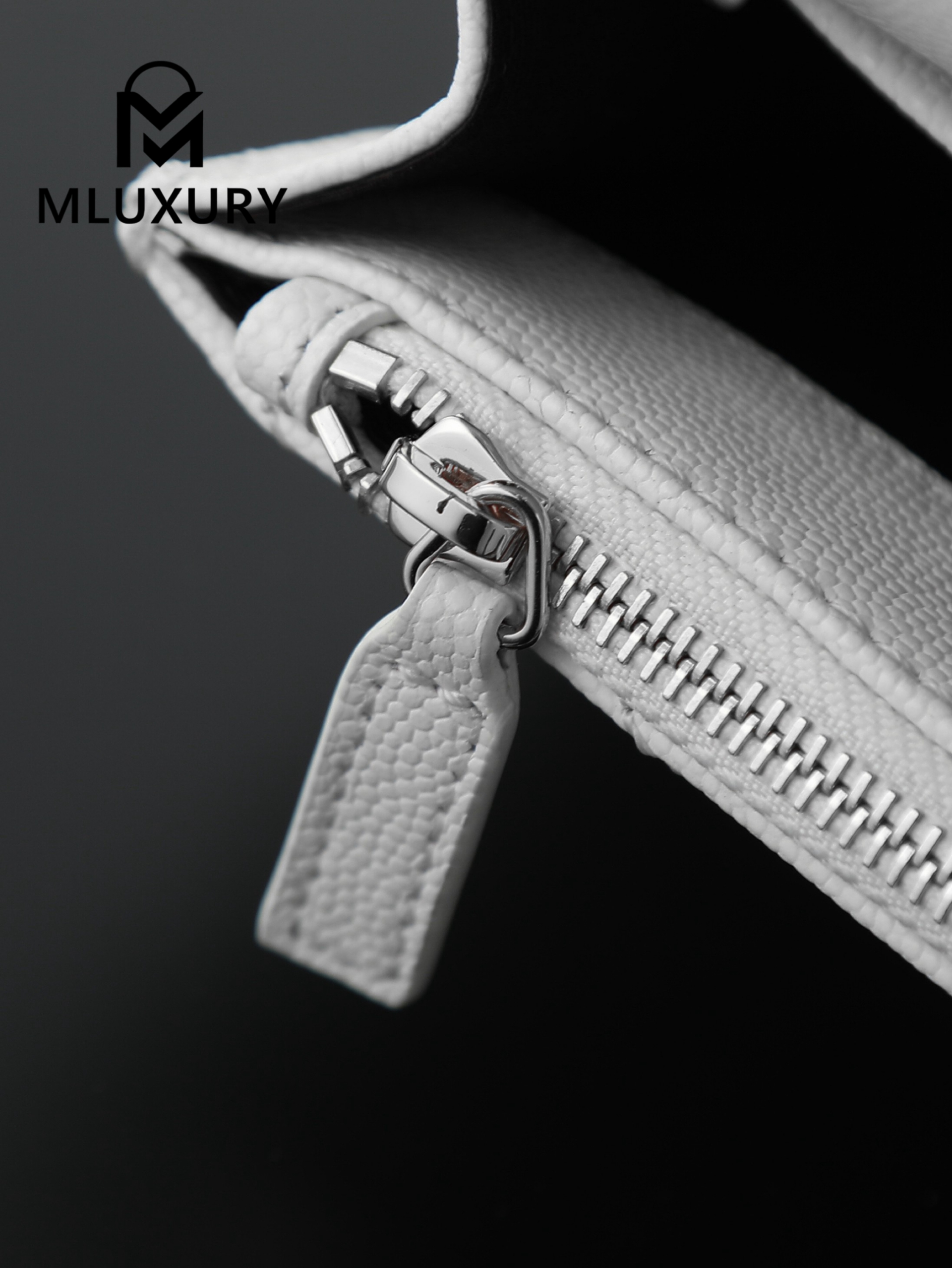 YSL WOC Caviar Small Envelope Bag, White with Silver Hardware