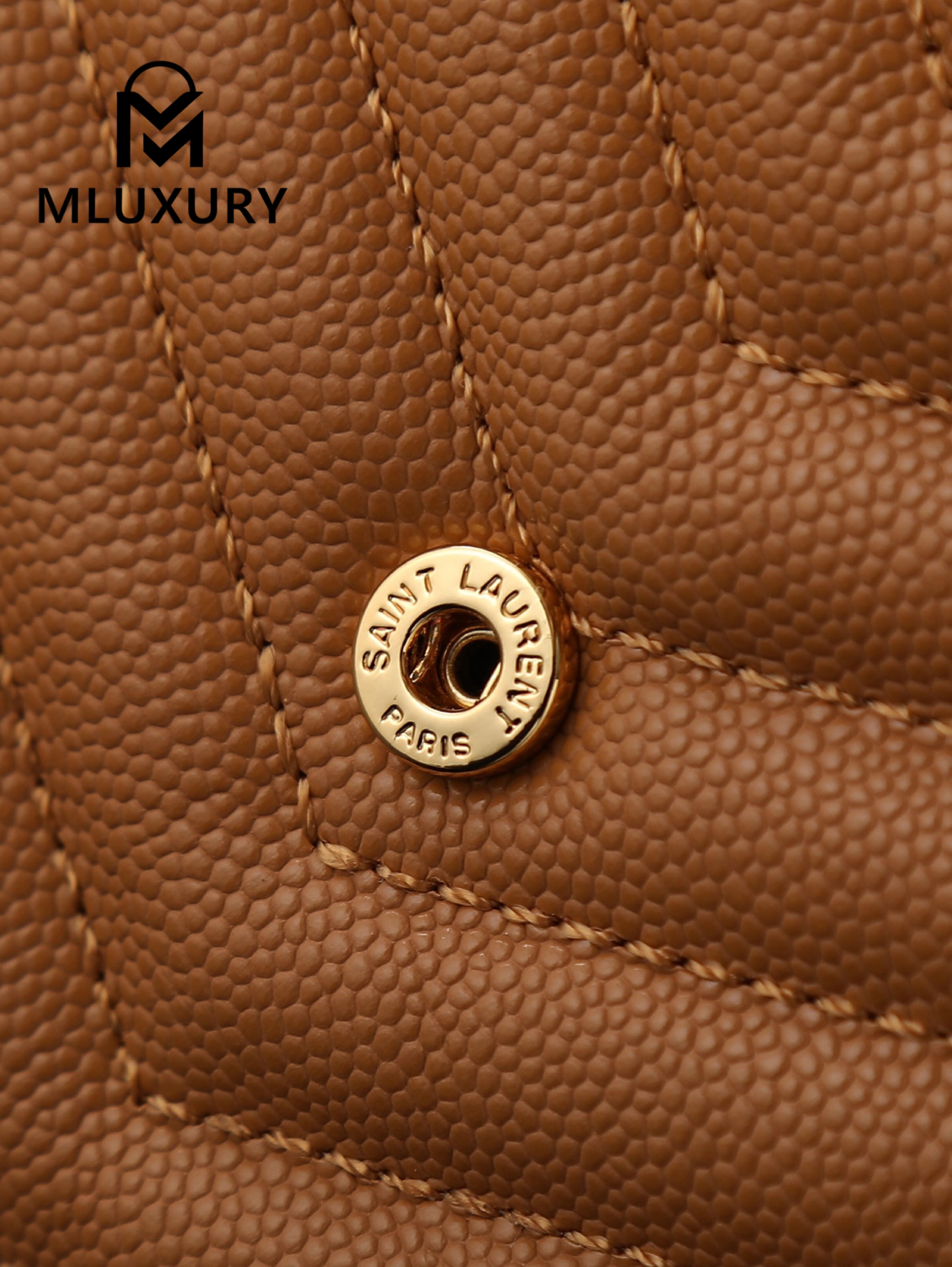 YSL WOC Caviar Small Envelope Bag, Tan with Gold Hardware