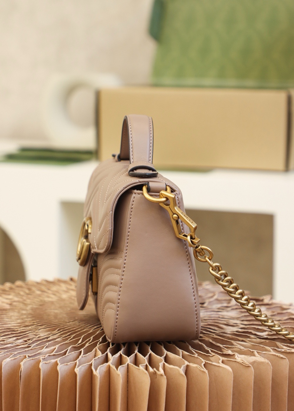 GUCCI Marmont Mini – Messenger Bag Series (Apricot)