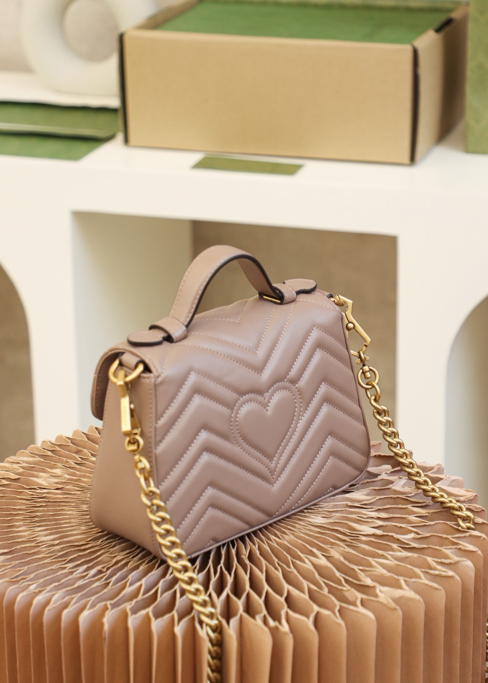 GUCCI Marmont Mini – Messenger Bag Series (Apricot)