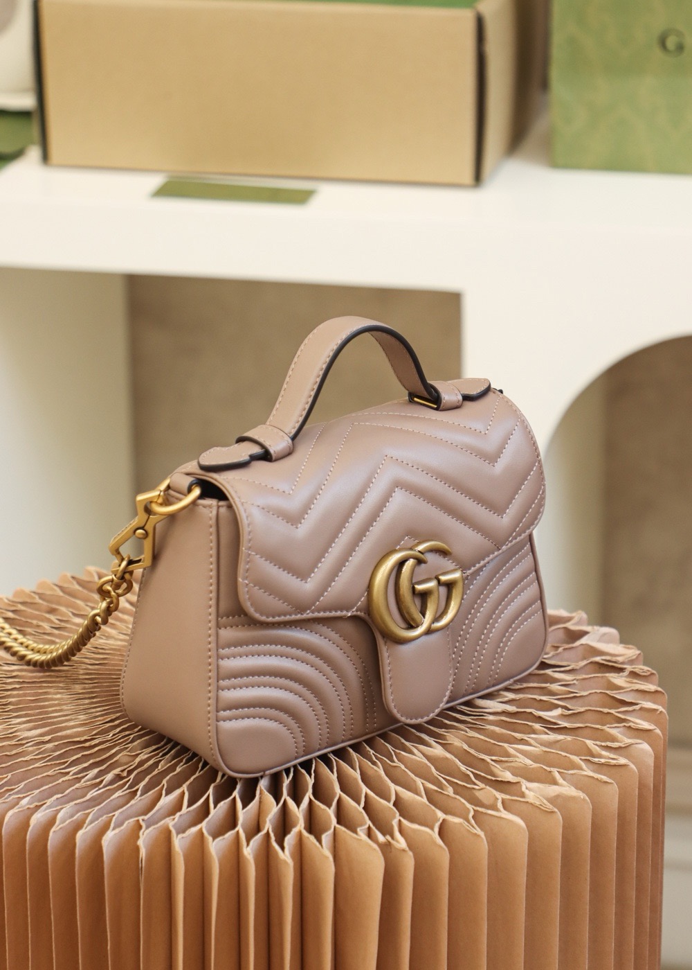 GUCCI Marmont Mini – Messenger Bag Series (Apricot)