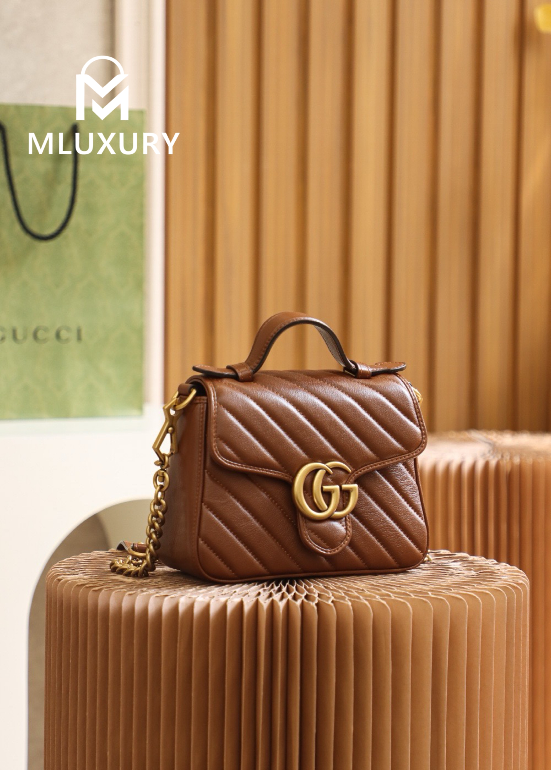 GUCCI Marmont Mini – Messenger Bag Series – Milk Tea Color