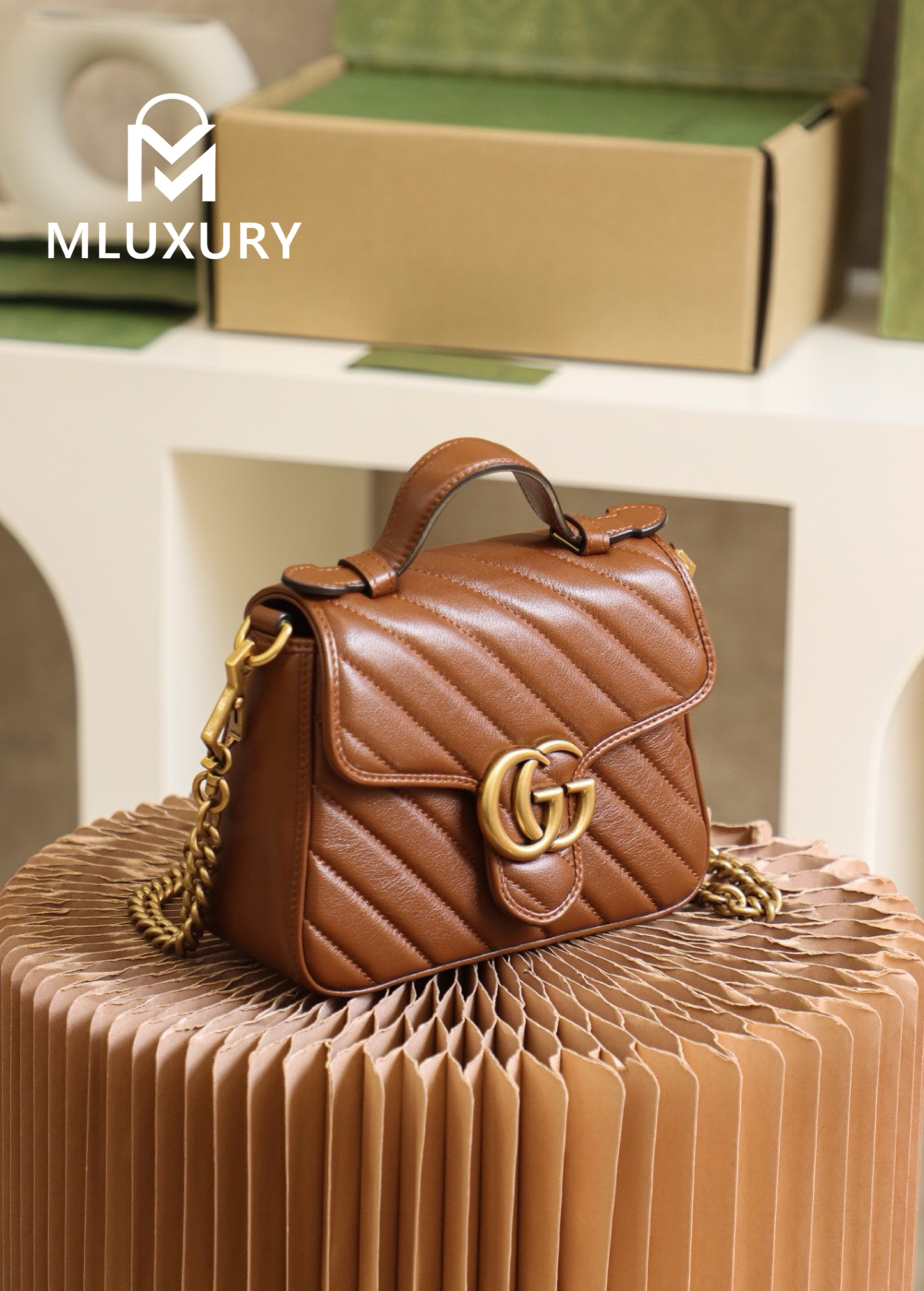 GUCCI Marmont Mini – Messenger Bag Series – Milk Tea Color