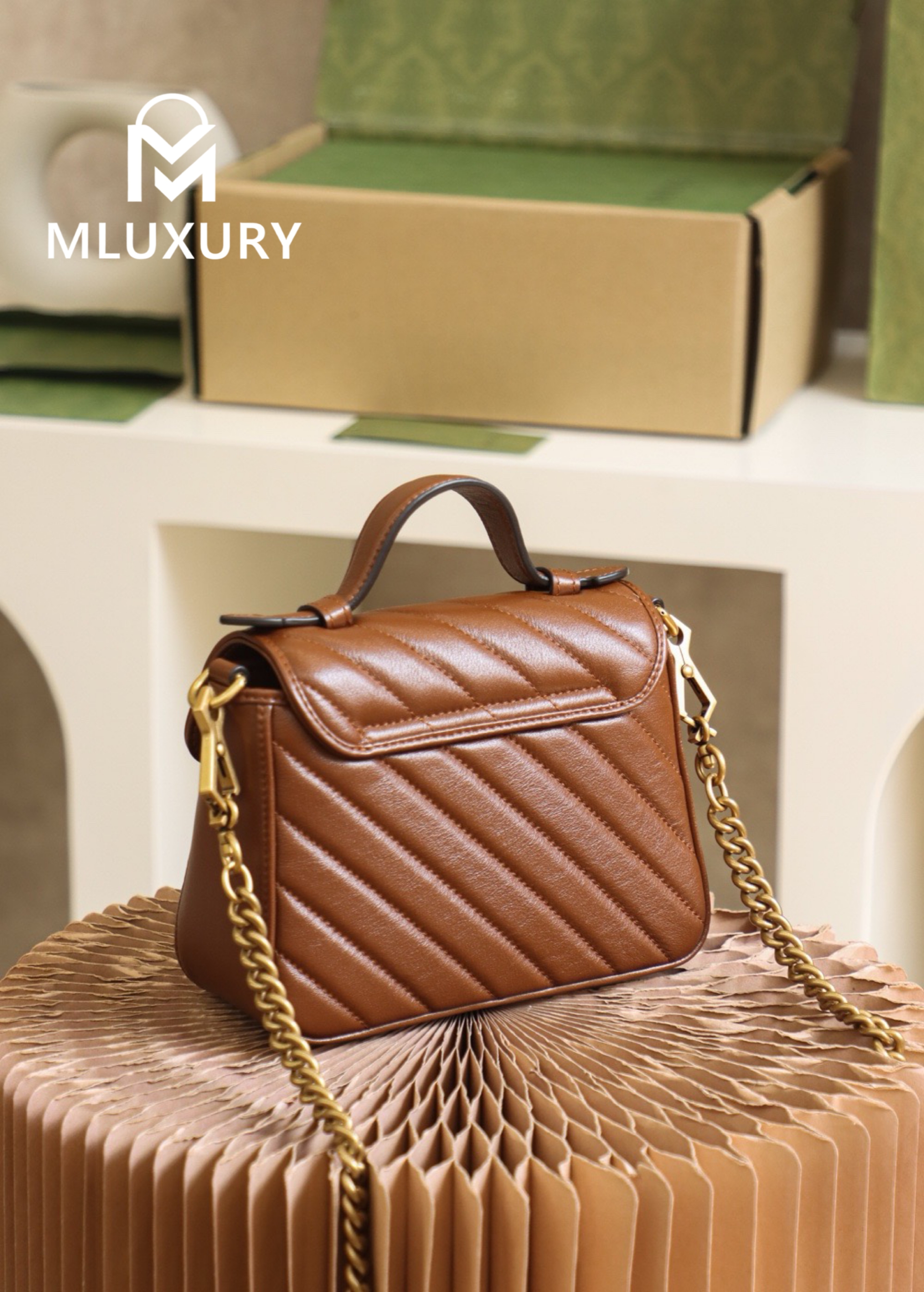 GUCCI Marmont Mini – Messenger Bag Series – Milk Tea Color