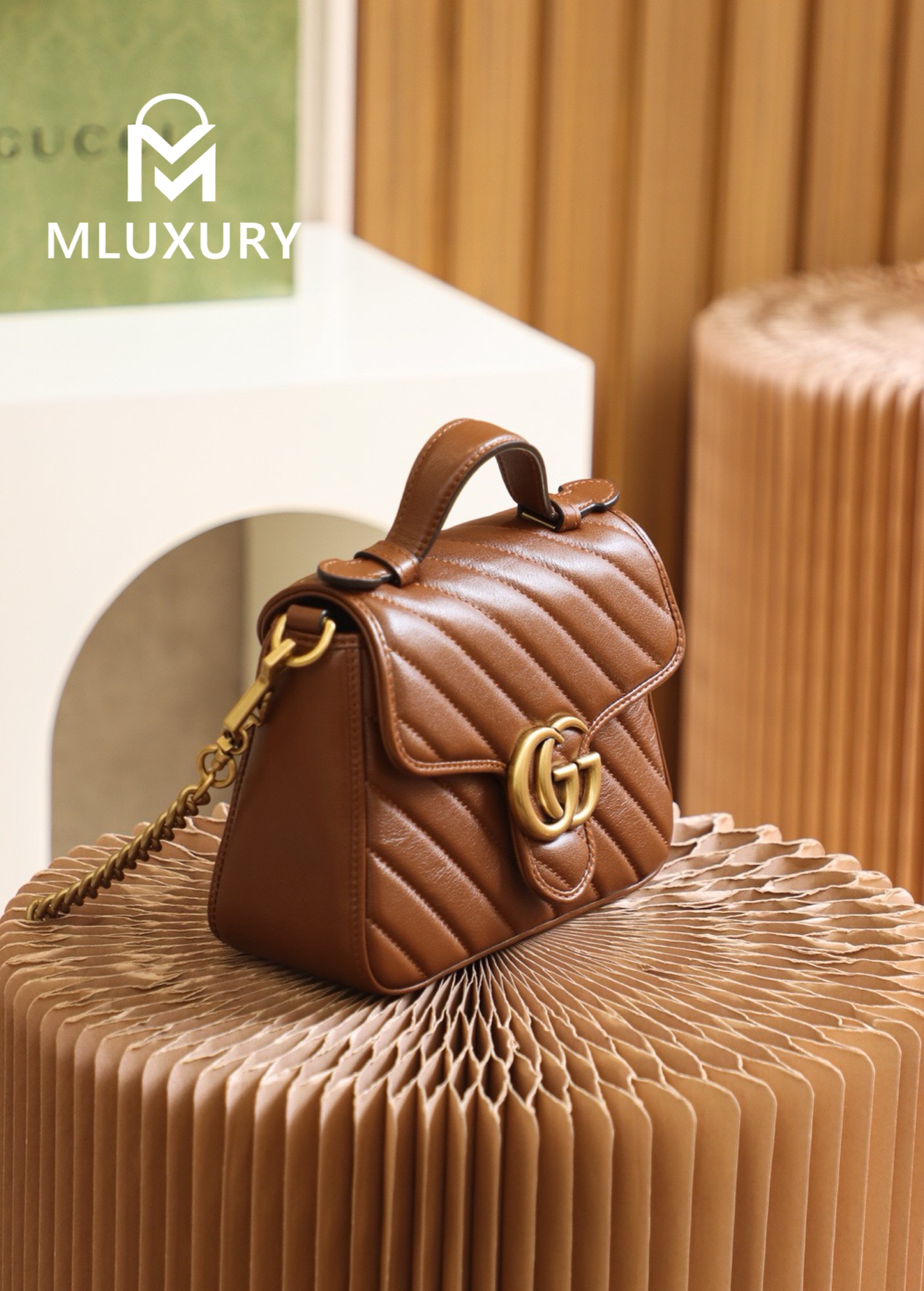 GUCCI Marmont Mini – Messenger Bag Series – Milk Tea Color
