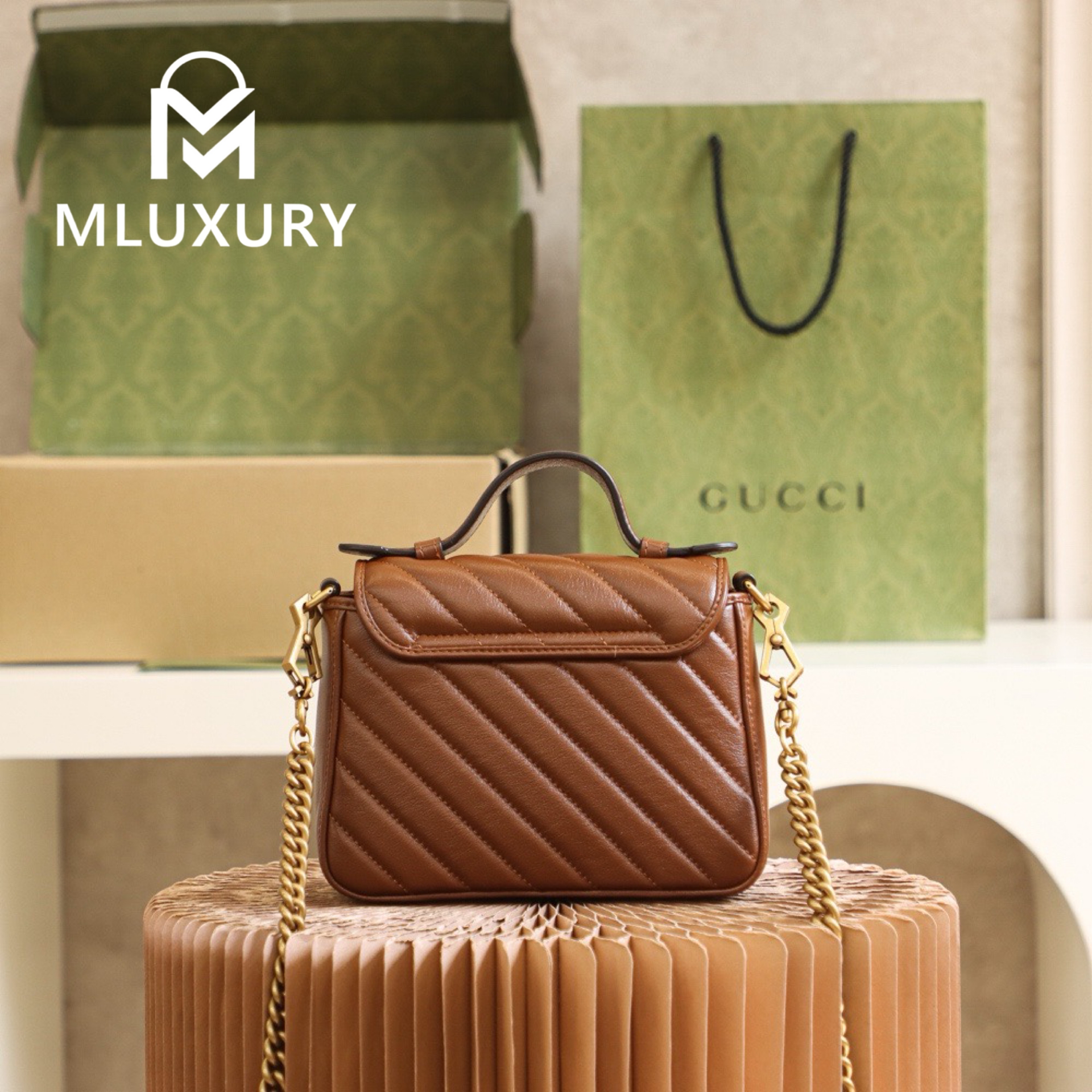 GUCCI Marmont Mini – Messenger Bag Series – Milk Tea Color