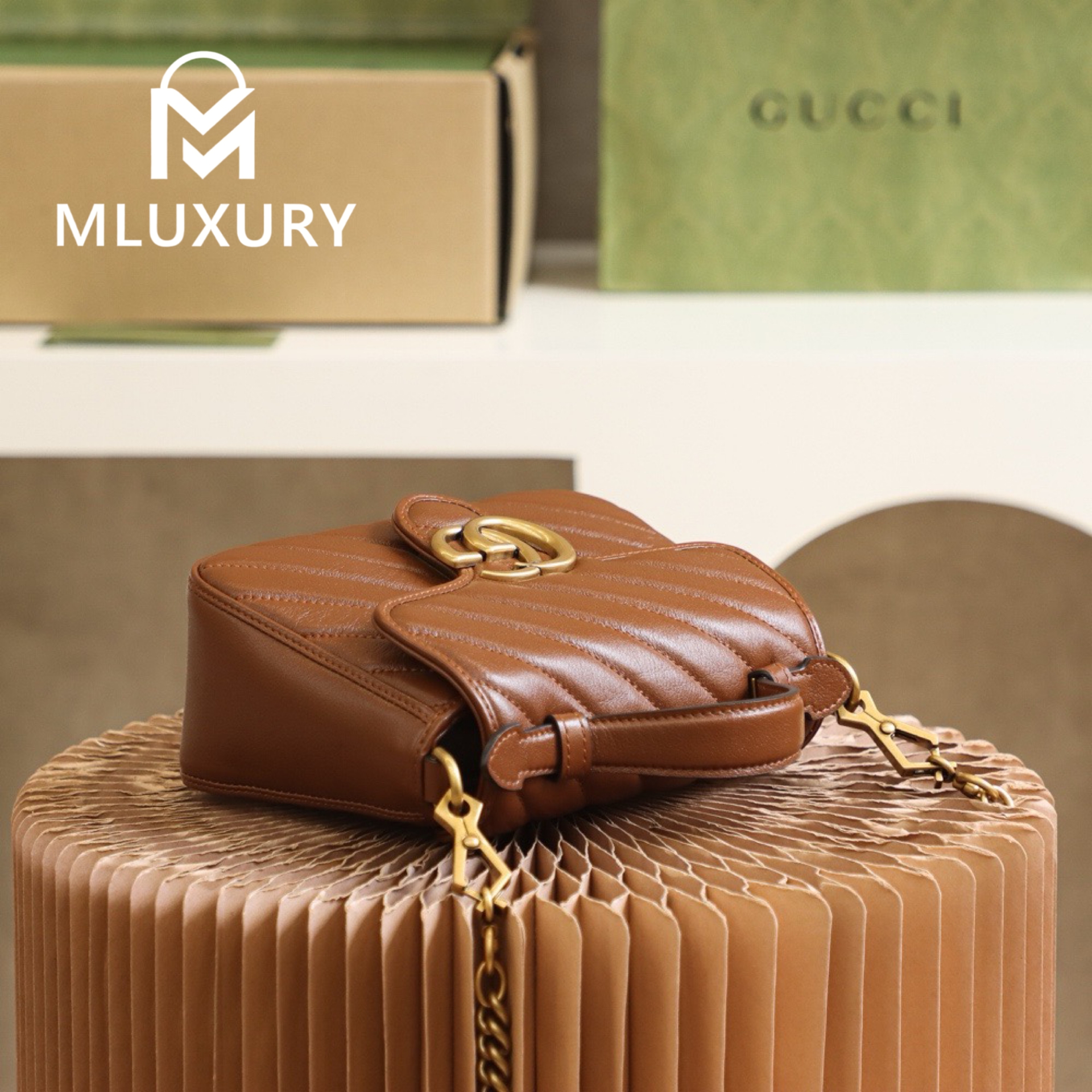 GUCCI Marmont Mini – Messenger Bag Series – Milk Tea Color