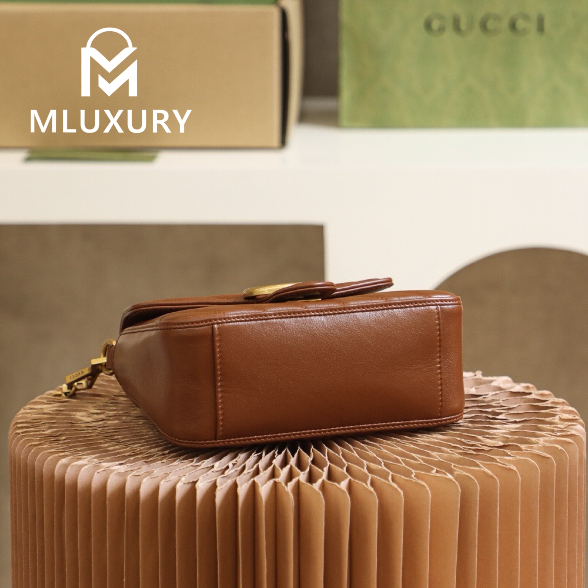GUCCI Marmont Mini – Messenger Bag Series – Milk Tea Color
