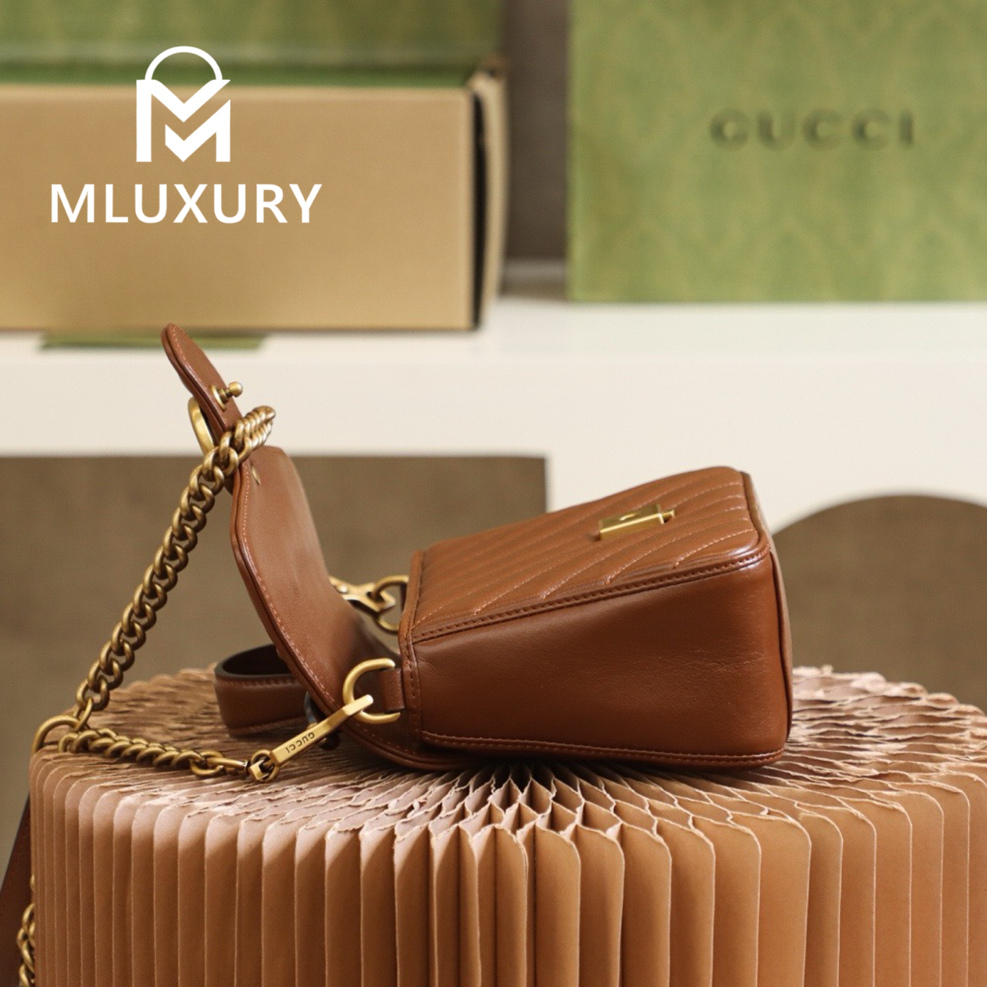 GUCCI Marmont Mini – Messenger Bag Series – Milk Tea Color