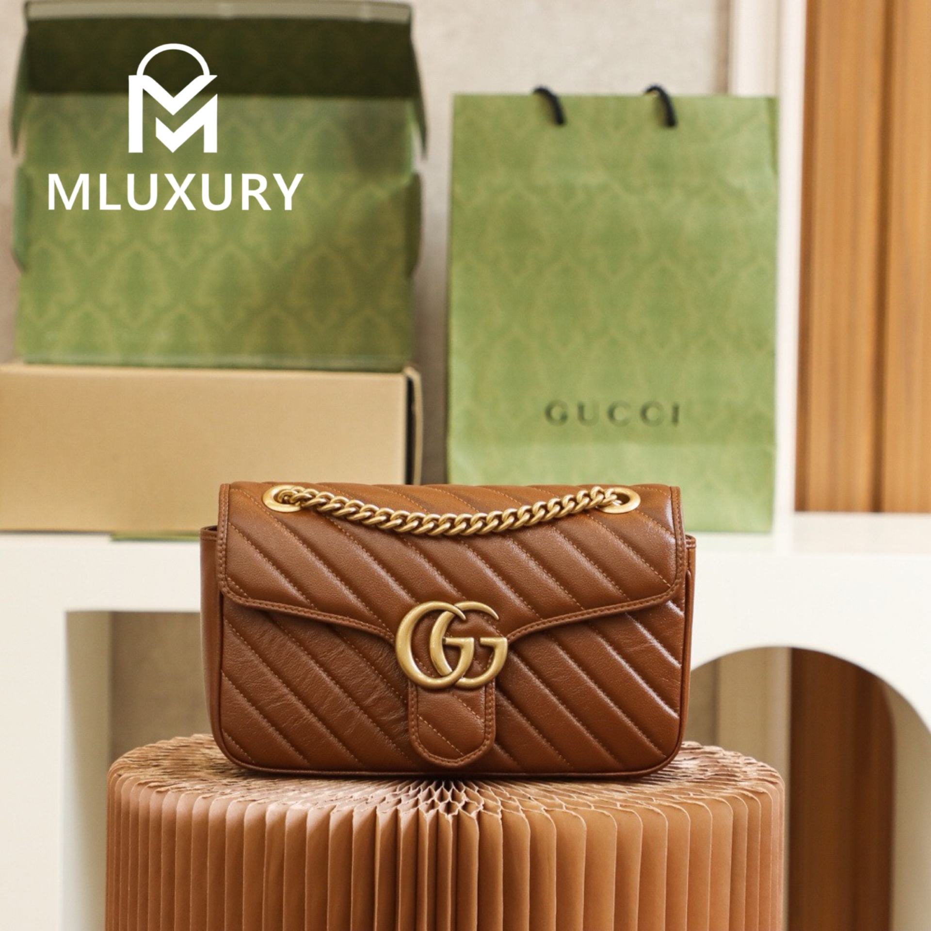 GUCCI Marmont 26，Milk Tea Color