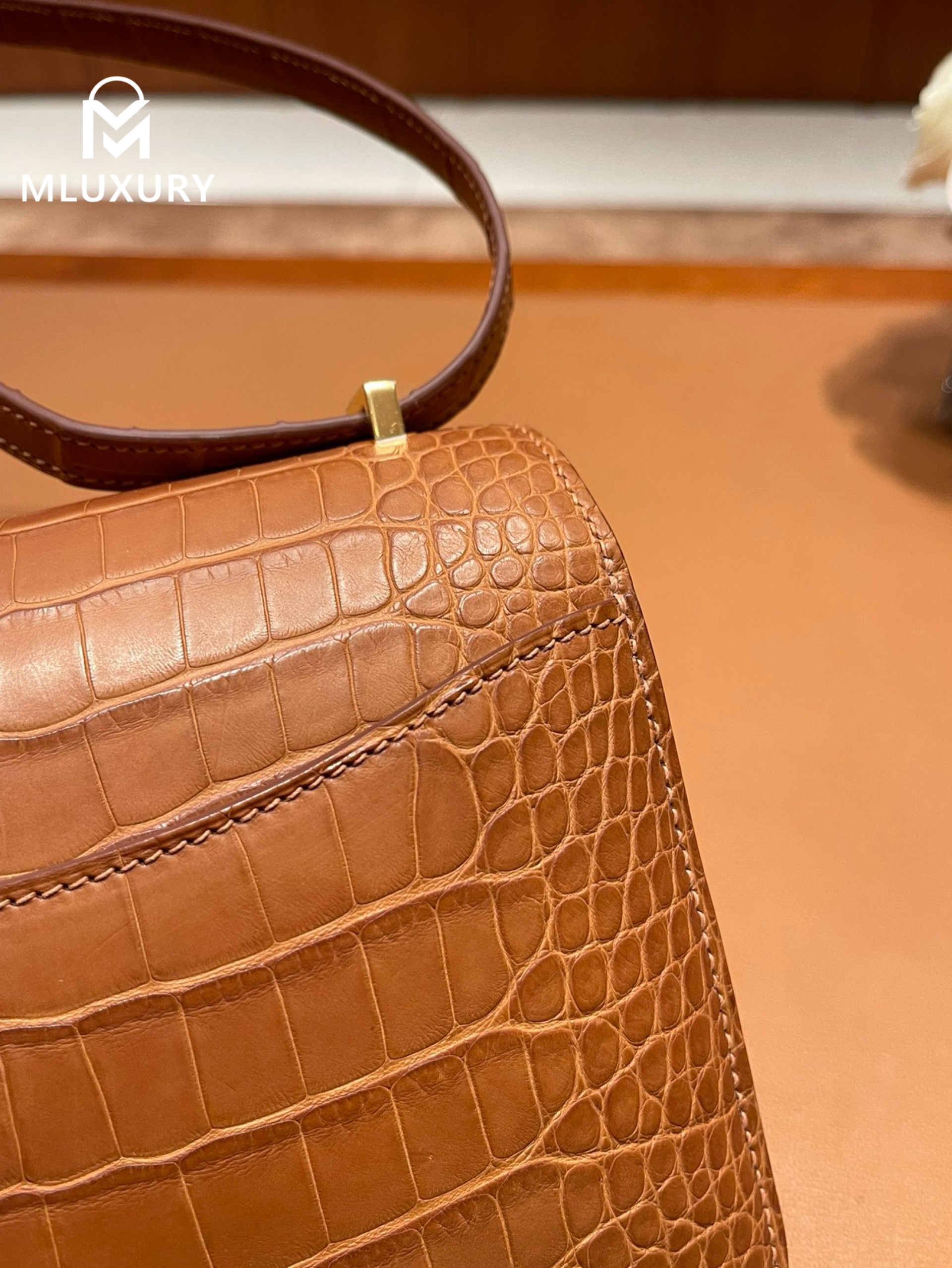 Hermès Constance 19, Matte Alligator 37, Golden brown, Gold hardware