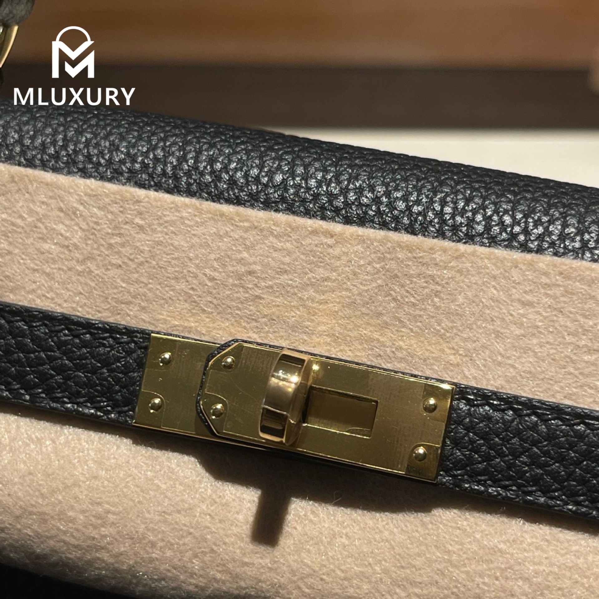 Hermès Kelly 25 Togo leather with inner stitching, Black, Gold hardware