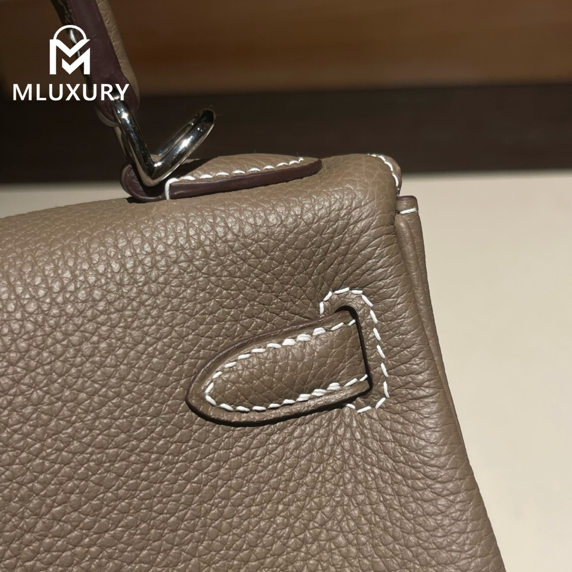 Hermès Kelly 25 Togo leather with inner stitching, Elephant grey, Silver hardware
