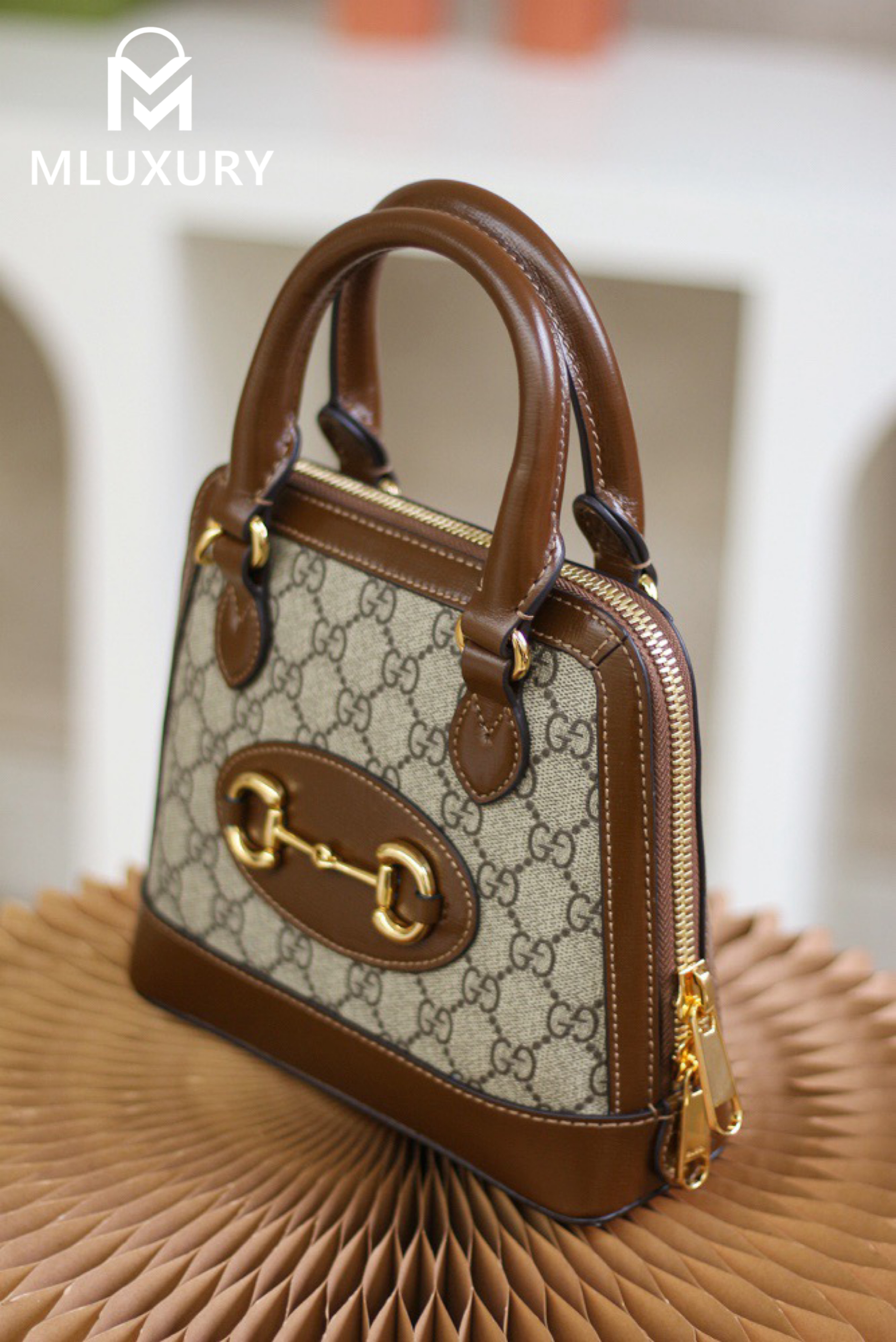 GUCCI Horsebit 1955 Mini Shell Bag, Authentic Leather