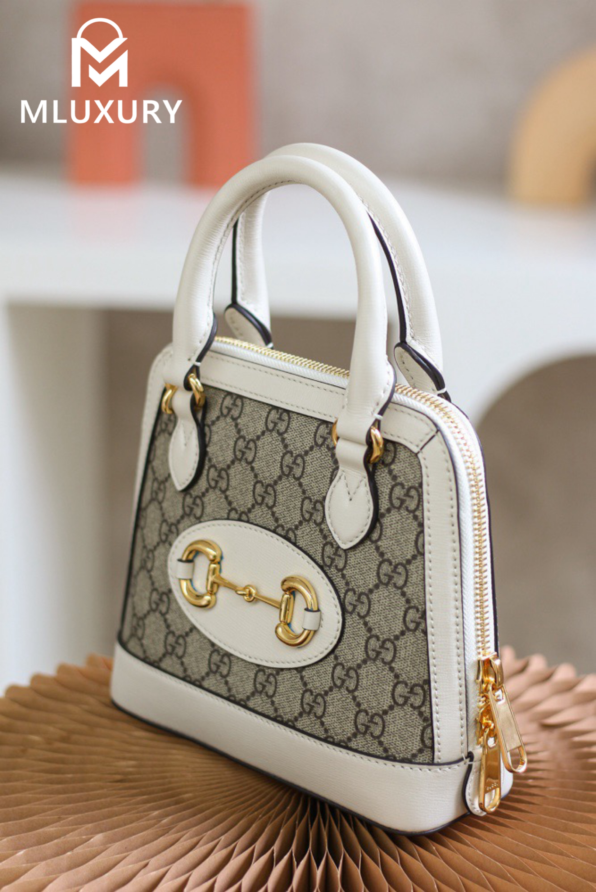 GUCCI Horsebit 1955 Mini Shell Bag, Authentic Leather
