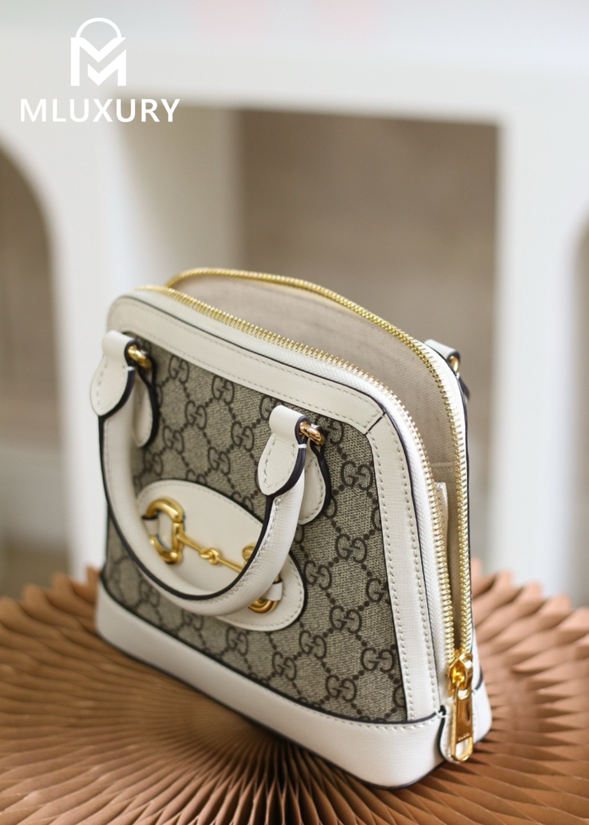 GUCCI Horsebit 1955 Mini Shell Bag, Authentic Leather