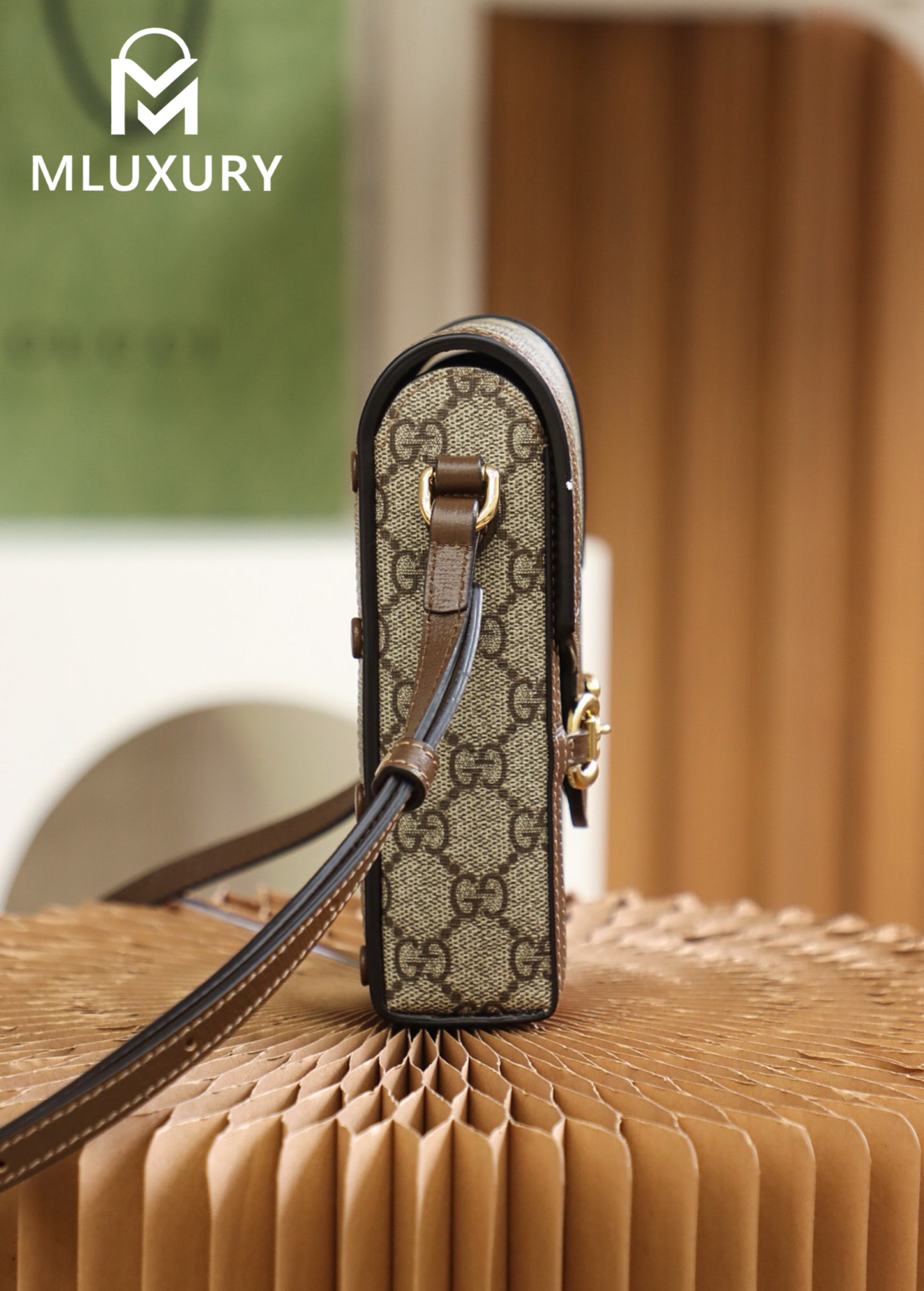 GUCCI Horsebit 1955 Phone Bag, Original Leather/Pure Brass Hardware