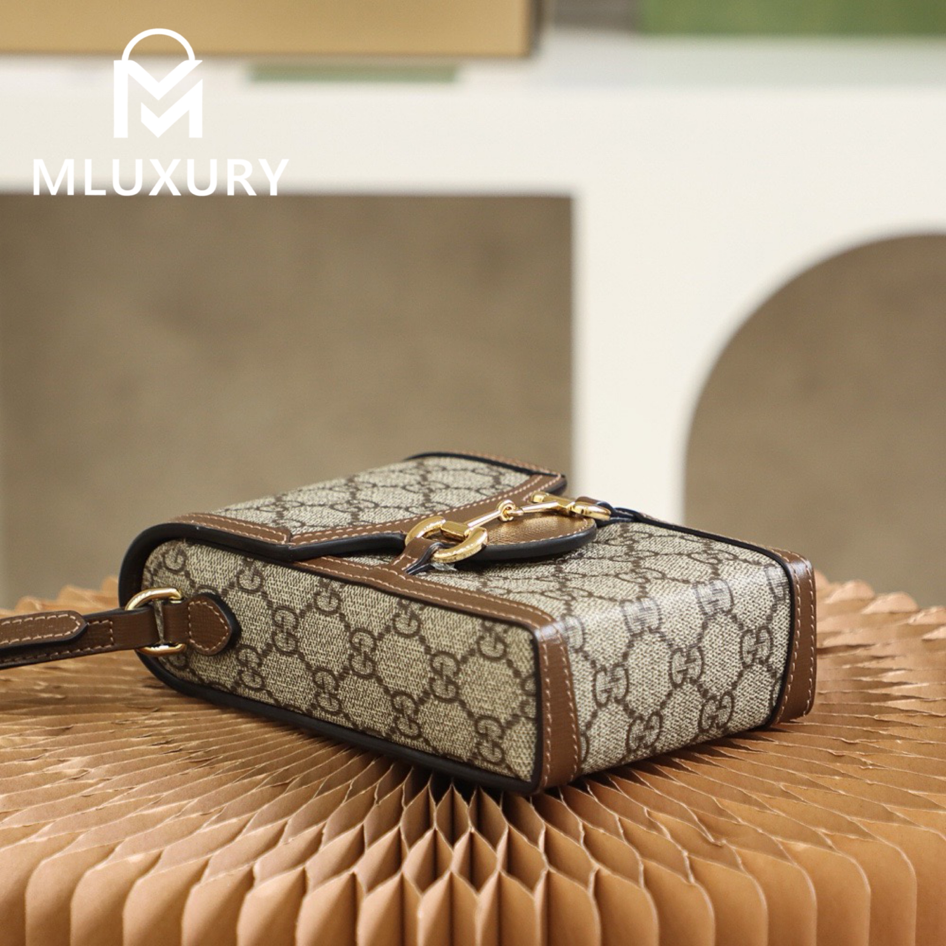 GUCCI Horsebit 1955 Phone Bag, Original Leather/Pure Brass Hardware