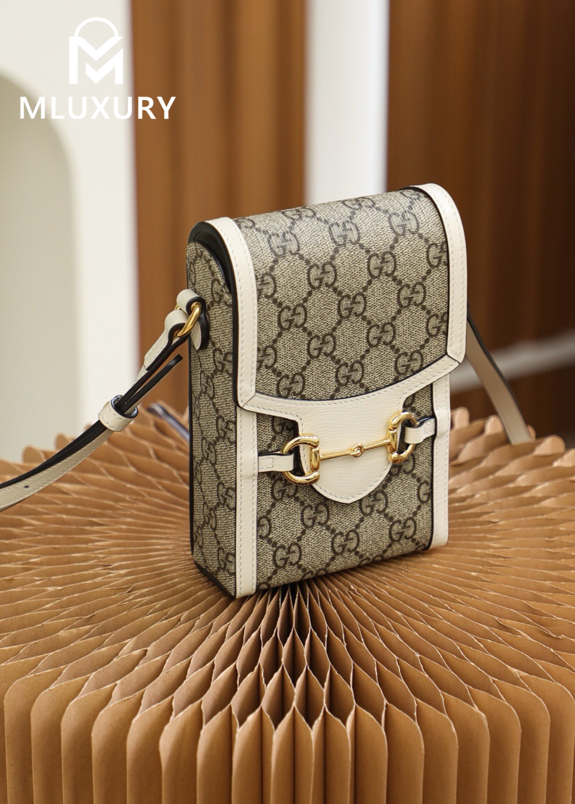 GUCCI Horsebit 1955 Phone Bag, Original Leather/Pure Brass Hardware