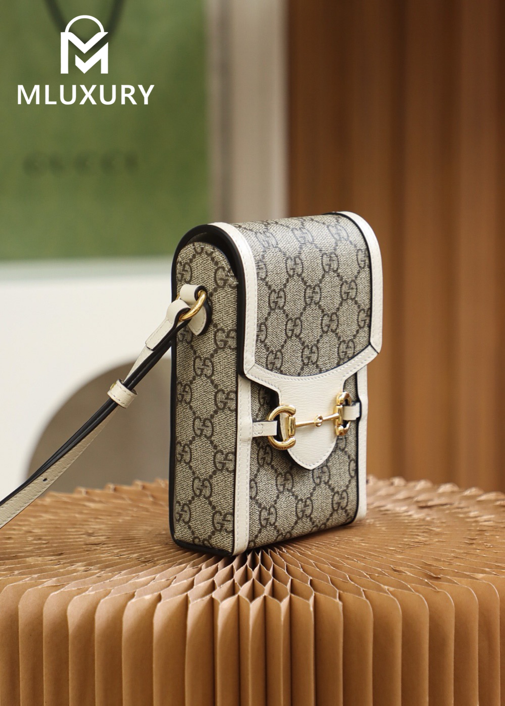 GUCCI Horsebit 1955 Phone Bag, Original Leather/Pure Brass Hardware