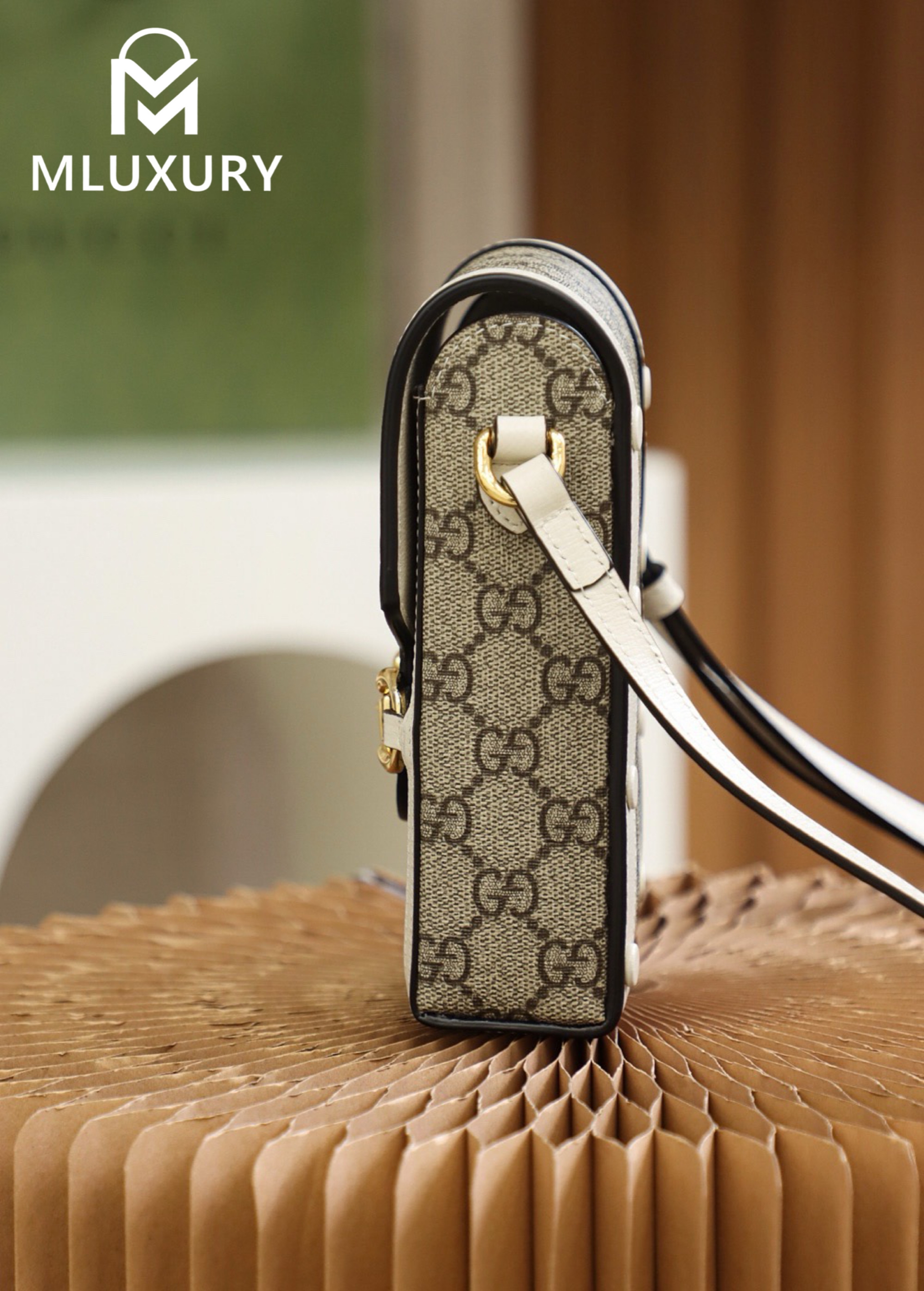 GUCCI Horsebit 1955 Phone Bag, Original Leather/Pure Brass Hardware