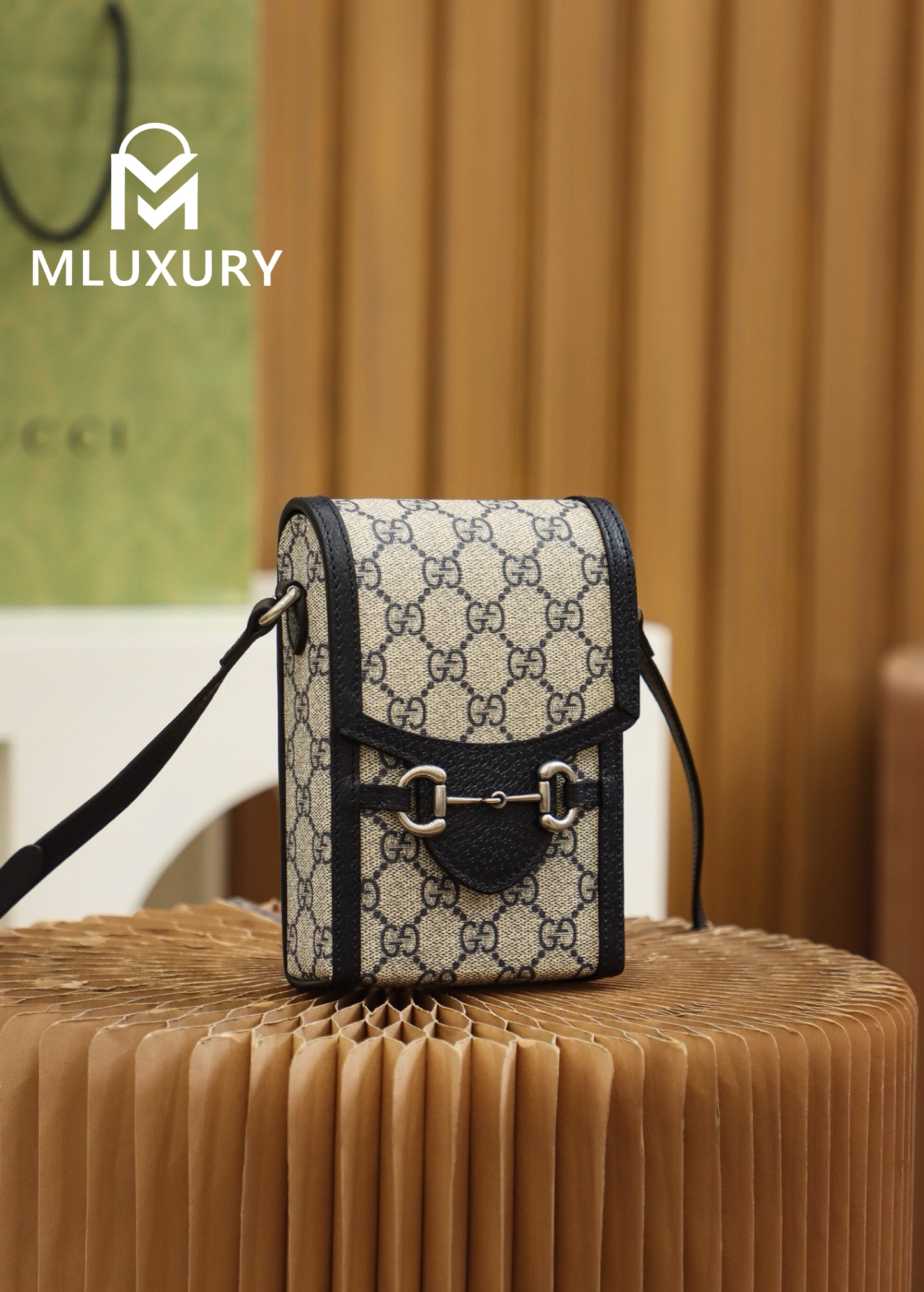 GUCCI Horsebit 1955 Phone Bag, Genuine Leather
