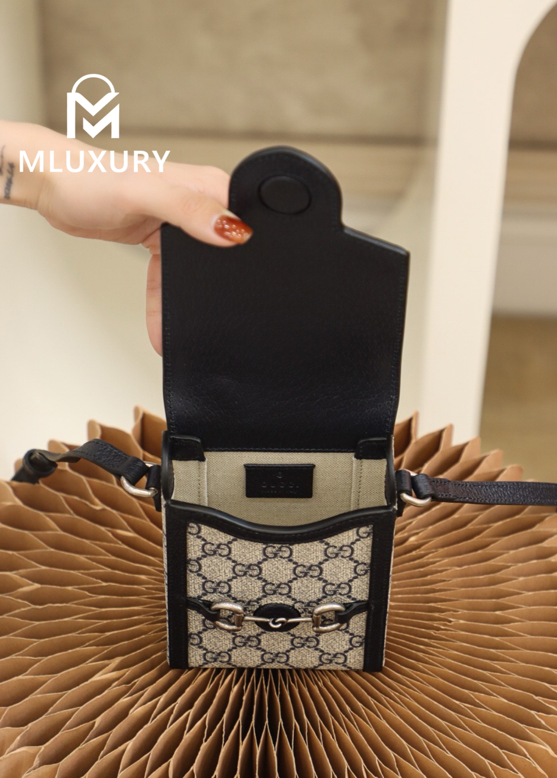 GUCCI Horsebit 1955 Phone Bag, Genuine Leather