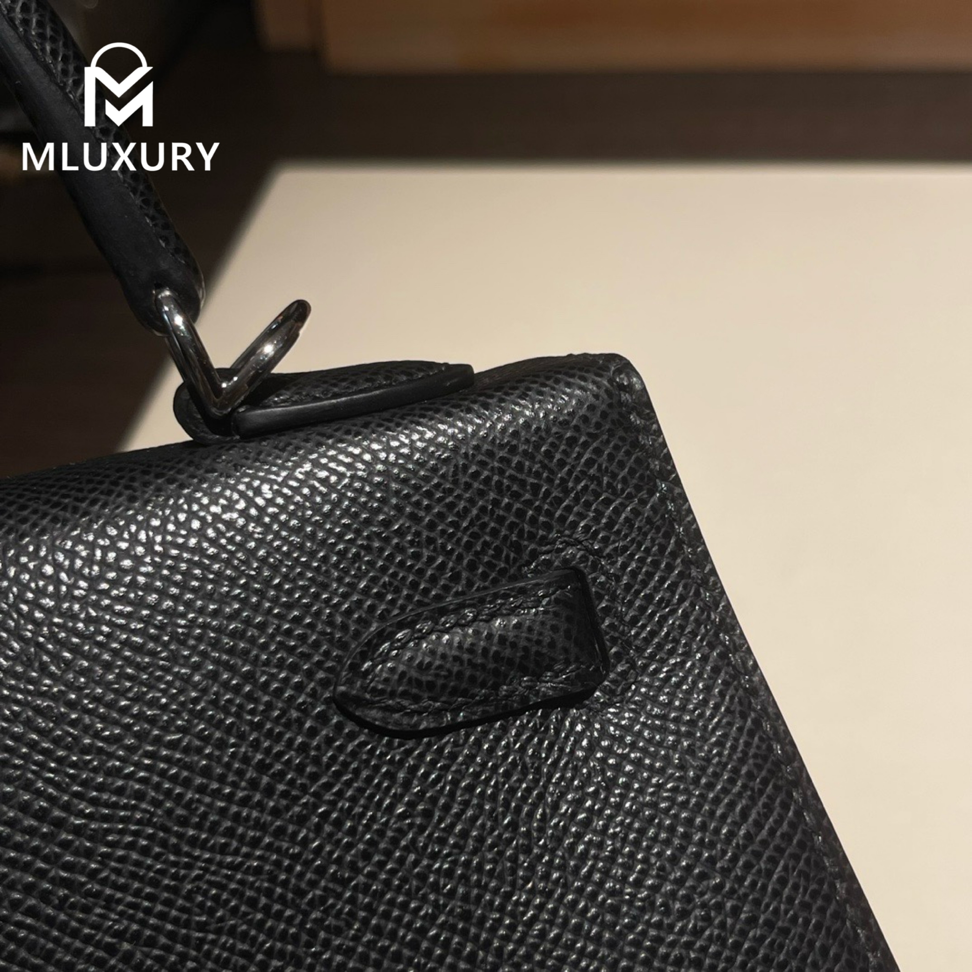 Hermès Kelly 25, Exterior stitched with Epsom leather, Black, Silver hardware