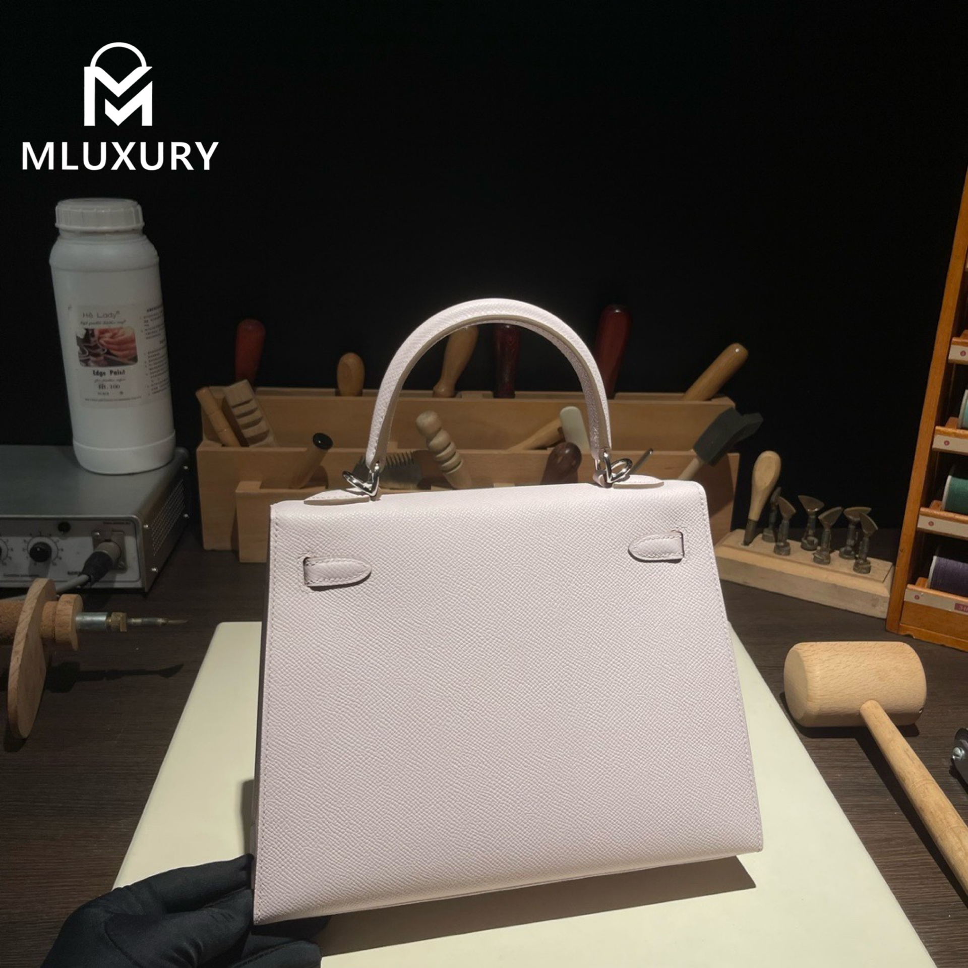 Hermès Kelly 25, Epsom leather exterior, 09 Dreamy Pink-Purple, silver hardware