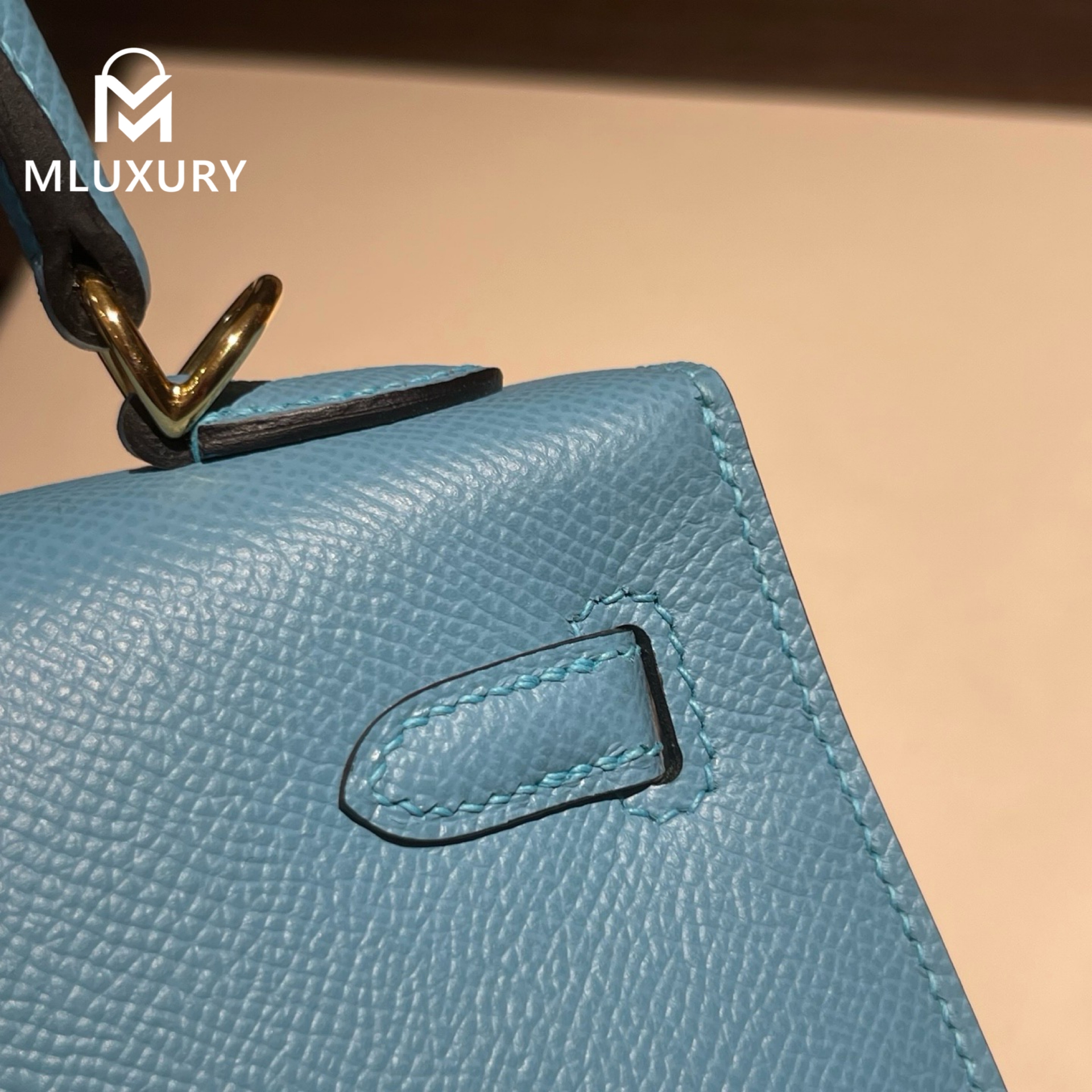 Hermès Kelly 25, Epsom leather exterior, P3 Northern Blue, gold hardware