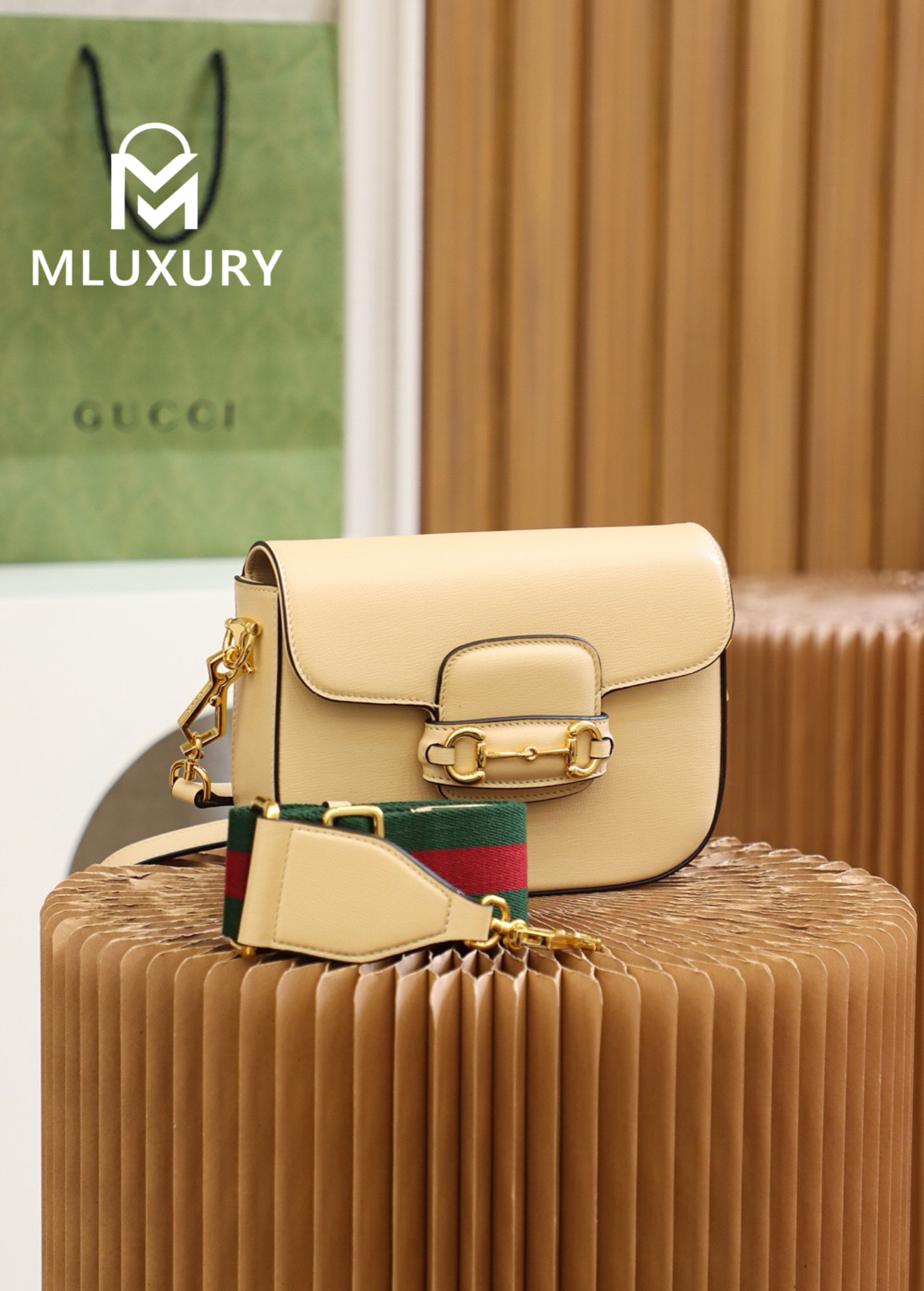 GUCCI Horsebit 1955 Mini Saddle Bag, Authentic Leather