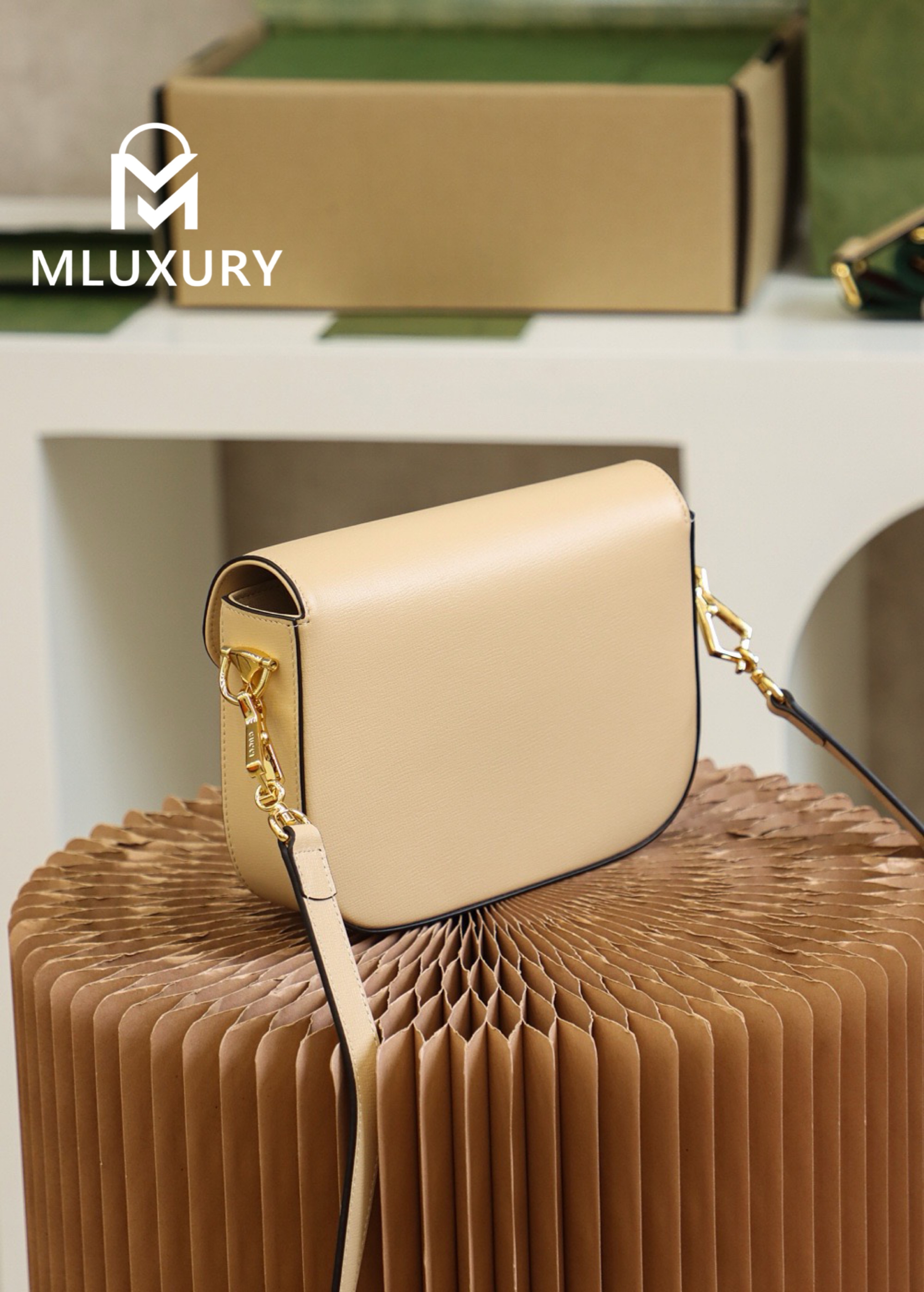 GUCCI Horsebit 1955 Mini Saddle Bag, Authentic Leather
