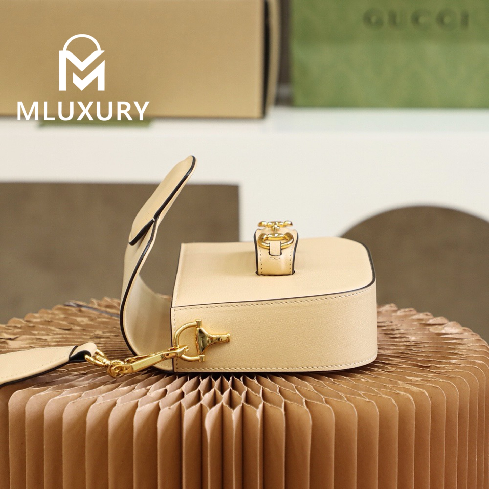 GUCCI Horsebit 1955 Mini Saddle Bag, Authentic Leather