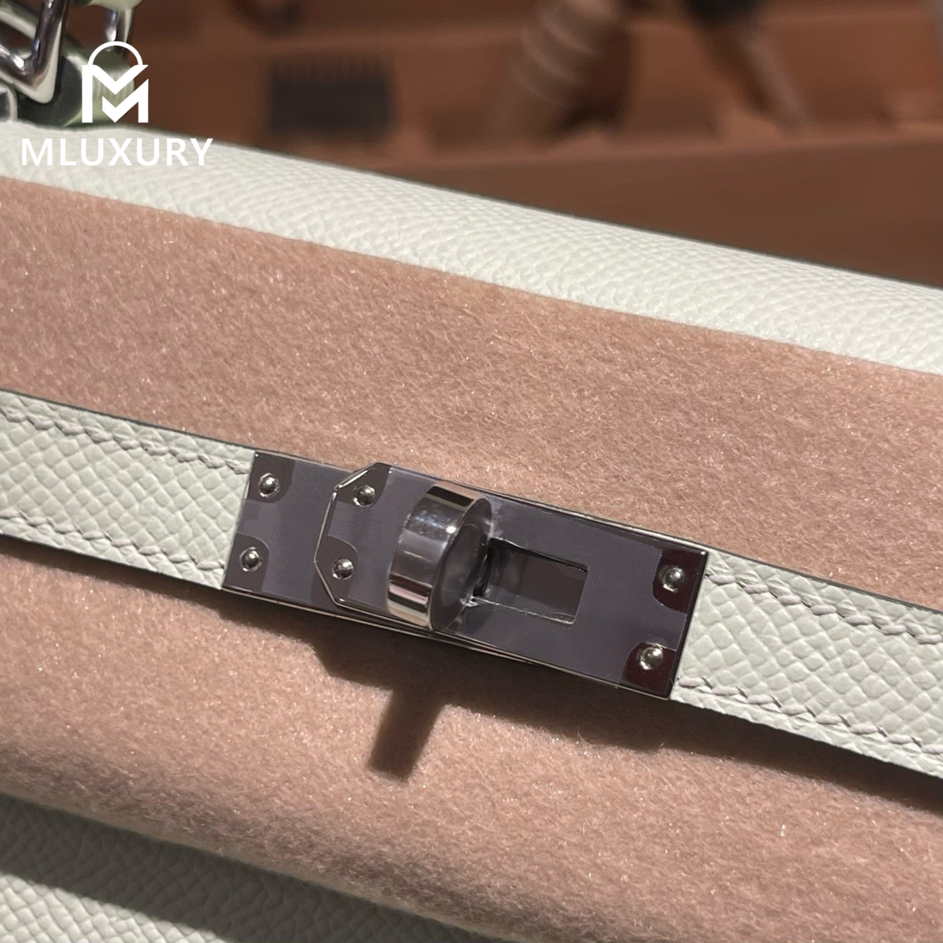 Hermès Kally 25, Epsom leather, Bubble Green, silver hardware