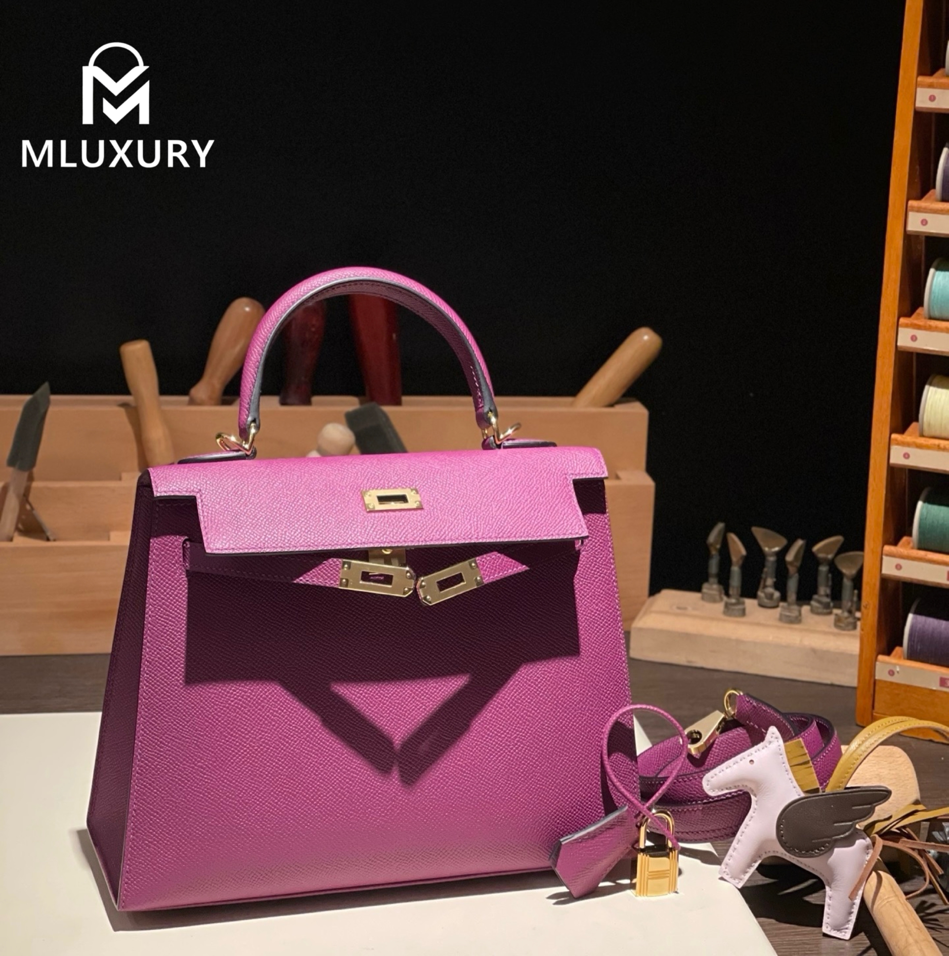 Hermès Kelly 25, Epsom leather, Anemone purple, Gold hardware