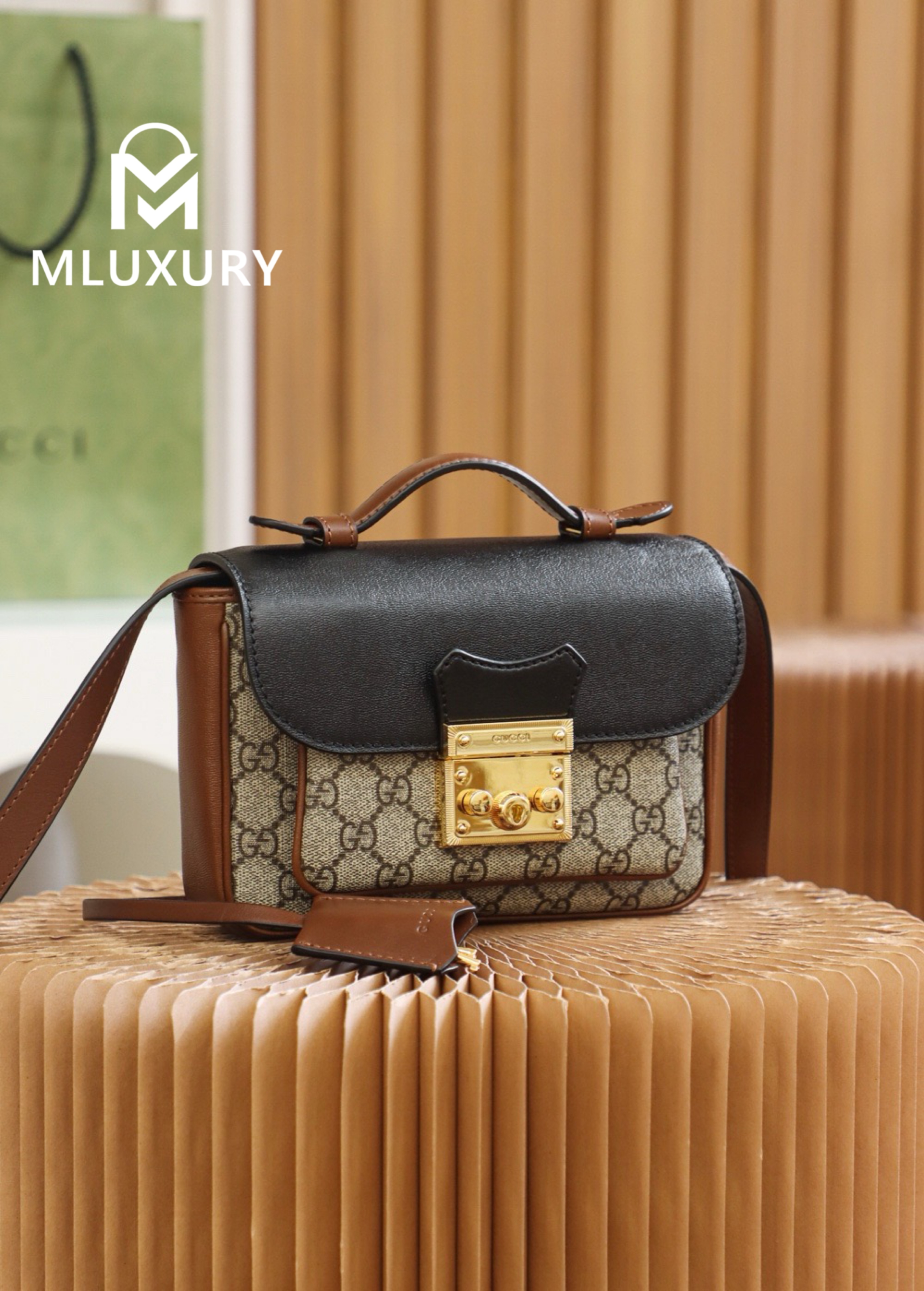 GUCCI Padlock Small Lock Messenger Bag, Genuine Leather