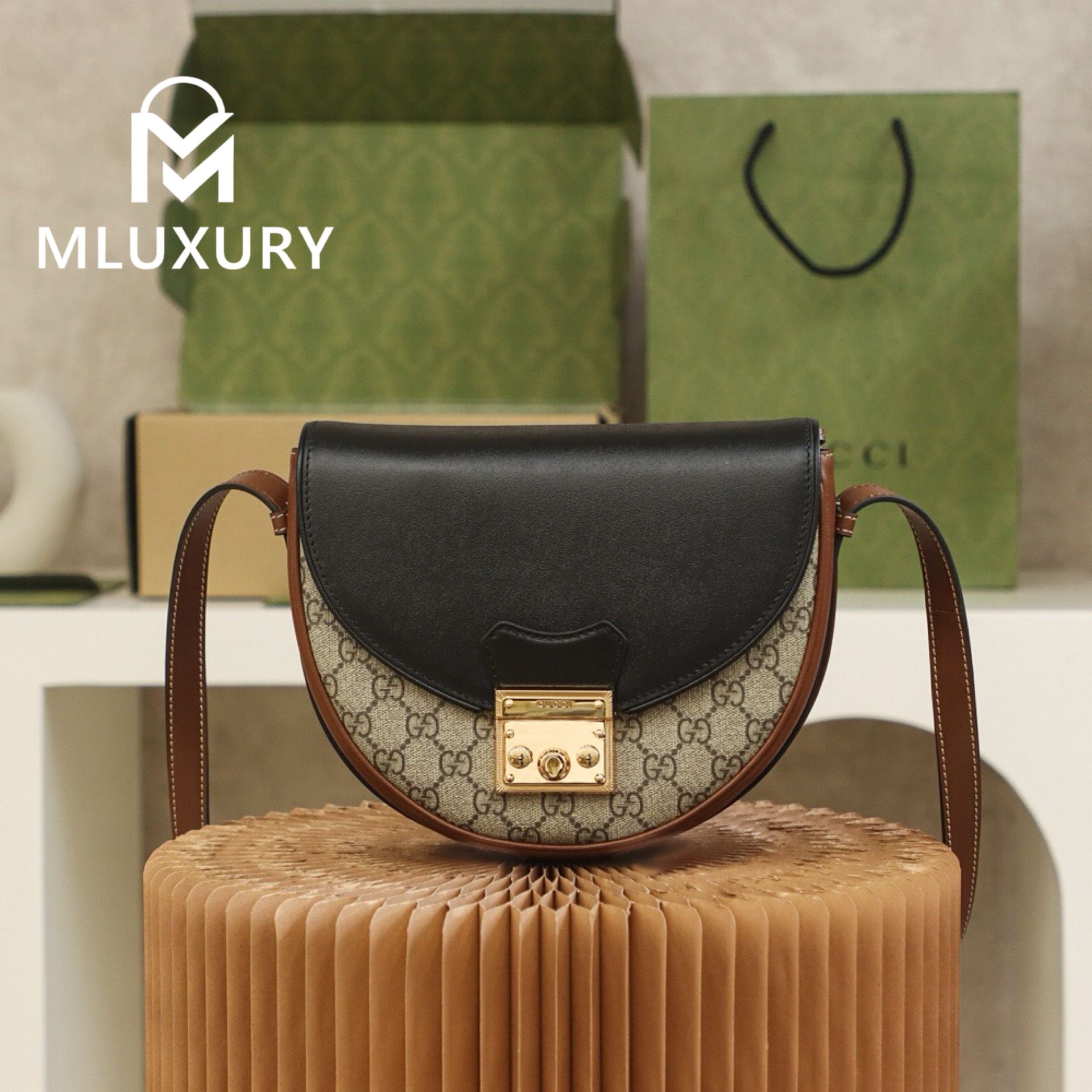GUCCI Padlock Moon Bag, Original Leather