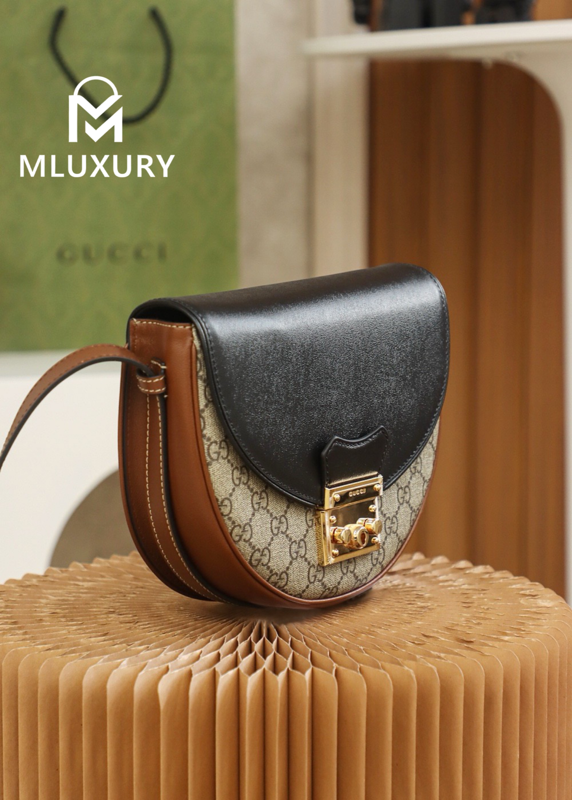 GUCCI Padlock Moon Bag, Original Leather