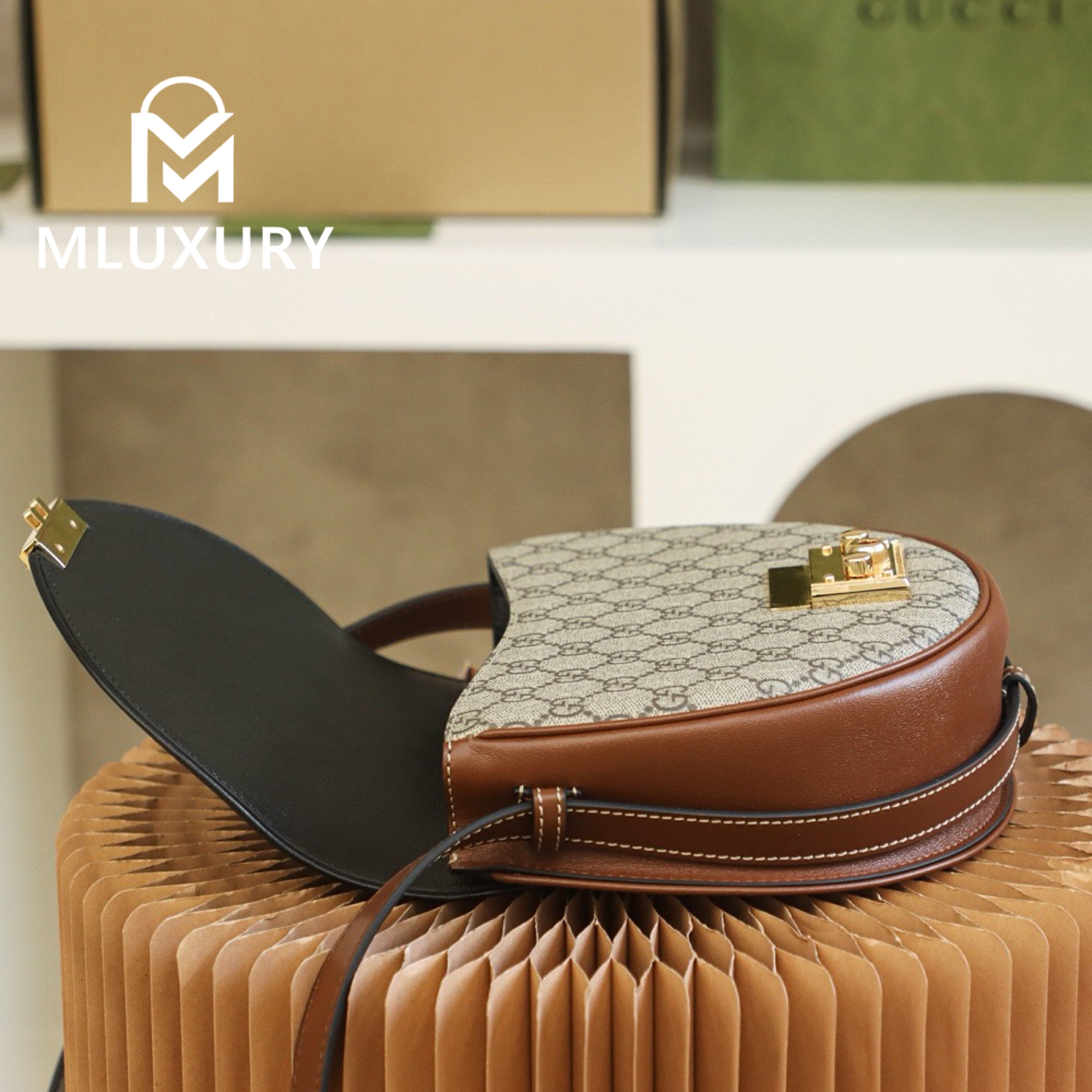 GUCCI Padlock Moon Bag, Original Leather