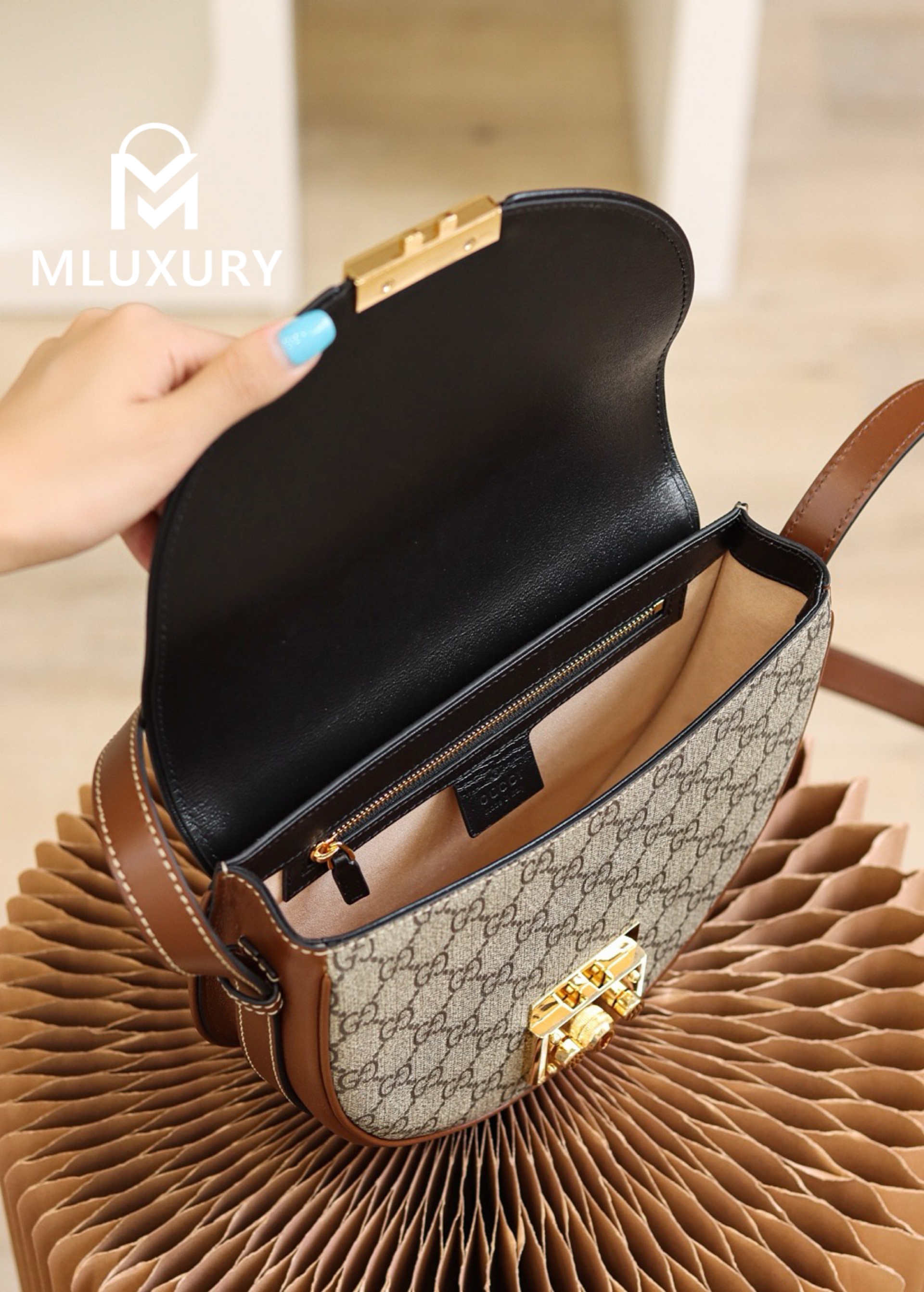GUCCI Padlock Moon Bag, Original Leather