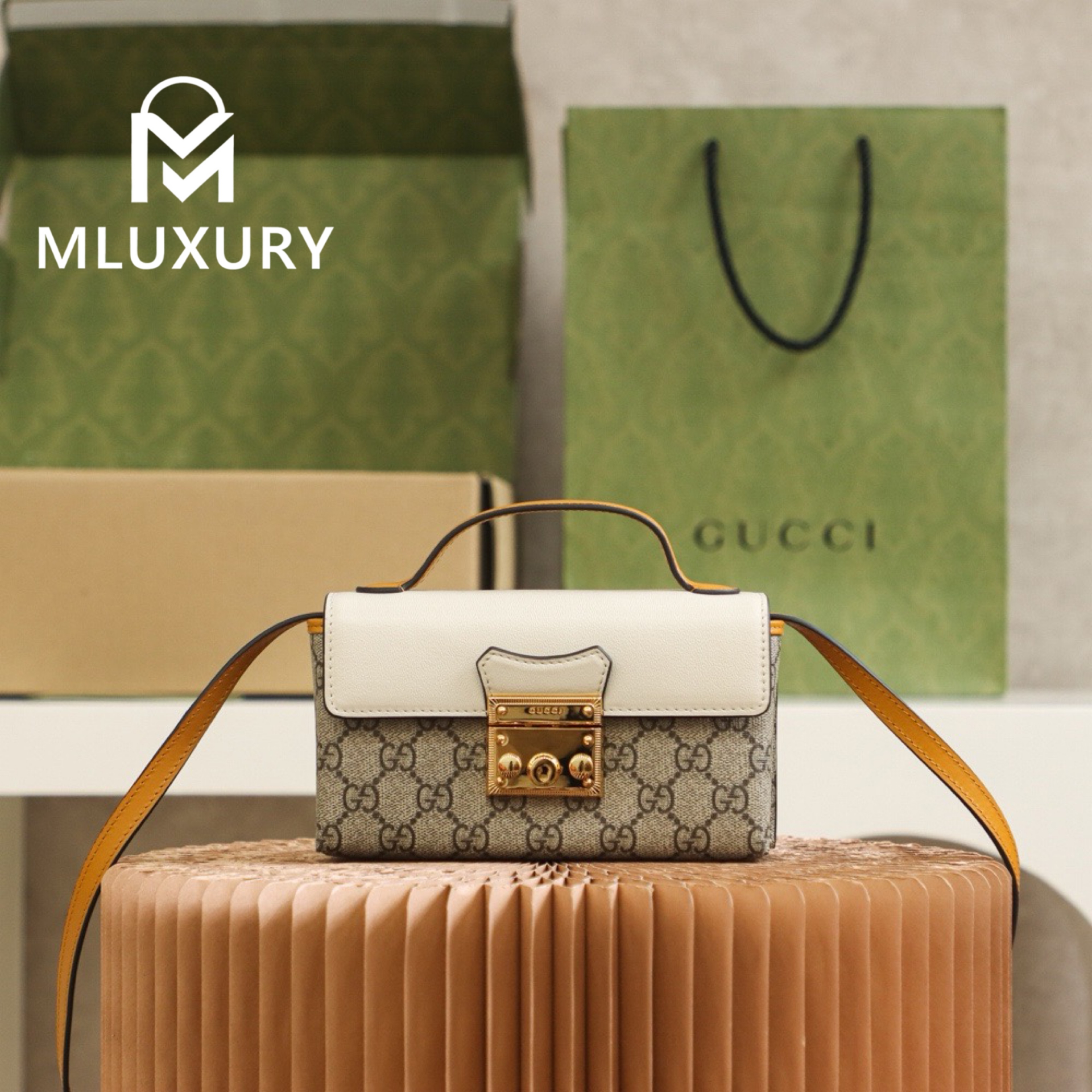 GUCCI Padlock Mini Bag with Lock, Genuine Leather
