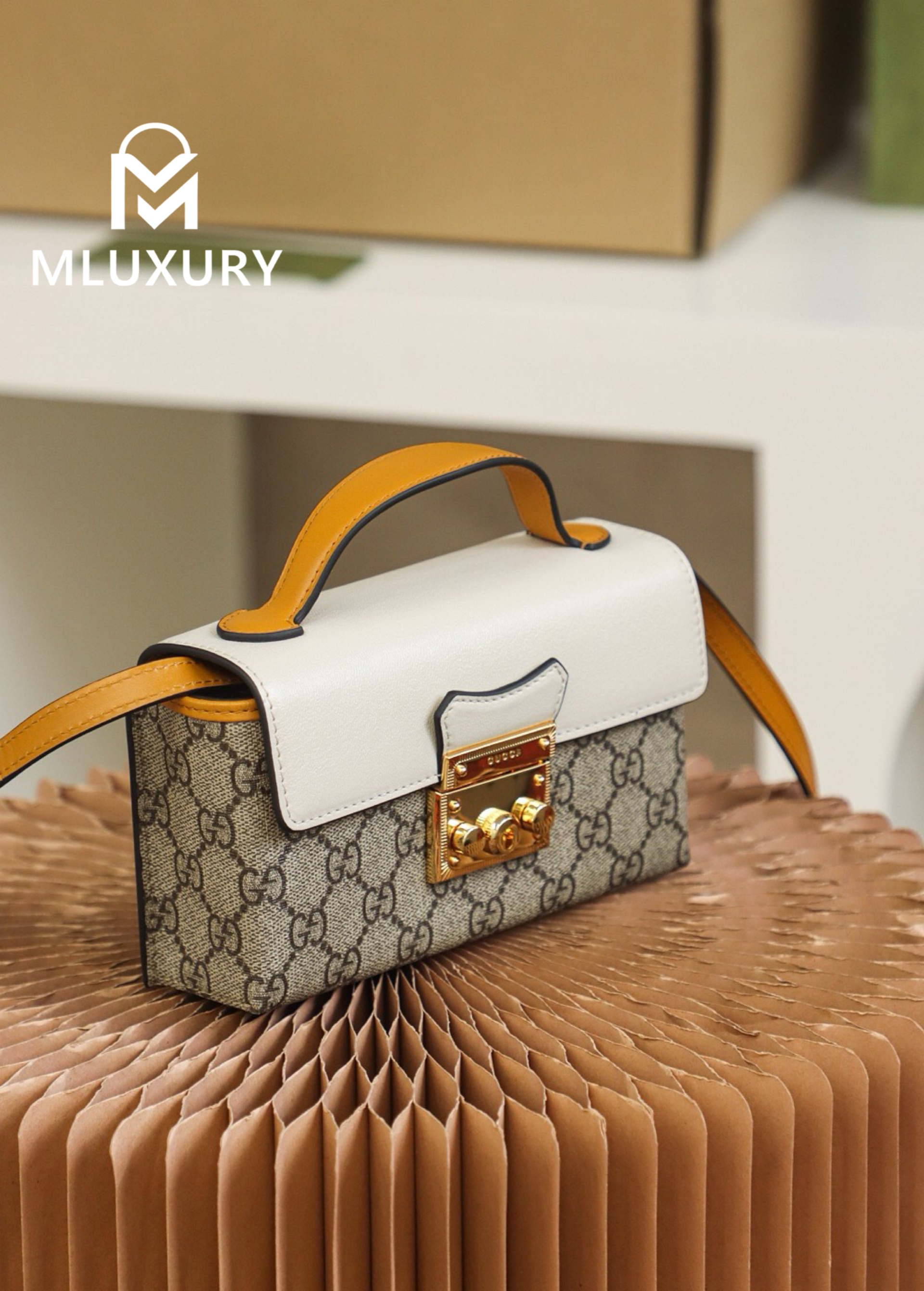 GUCCI Padlock Mini Bag with Lock, Genuine Leather