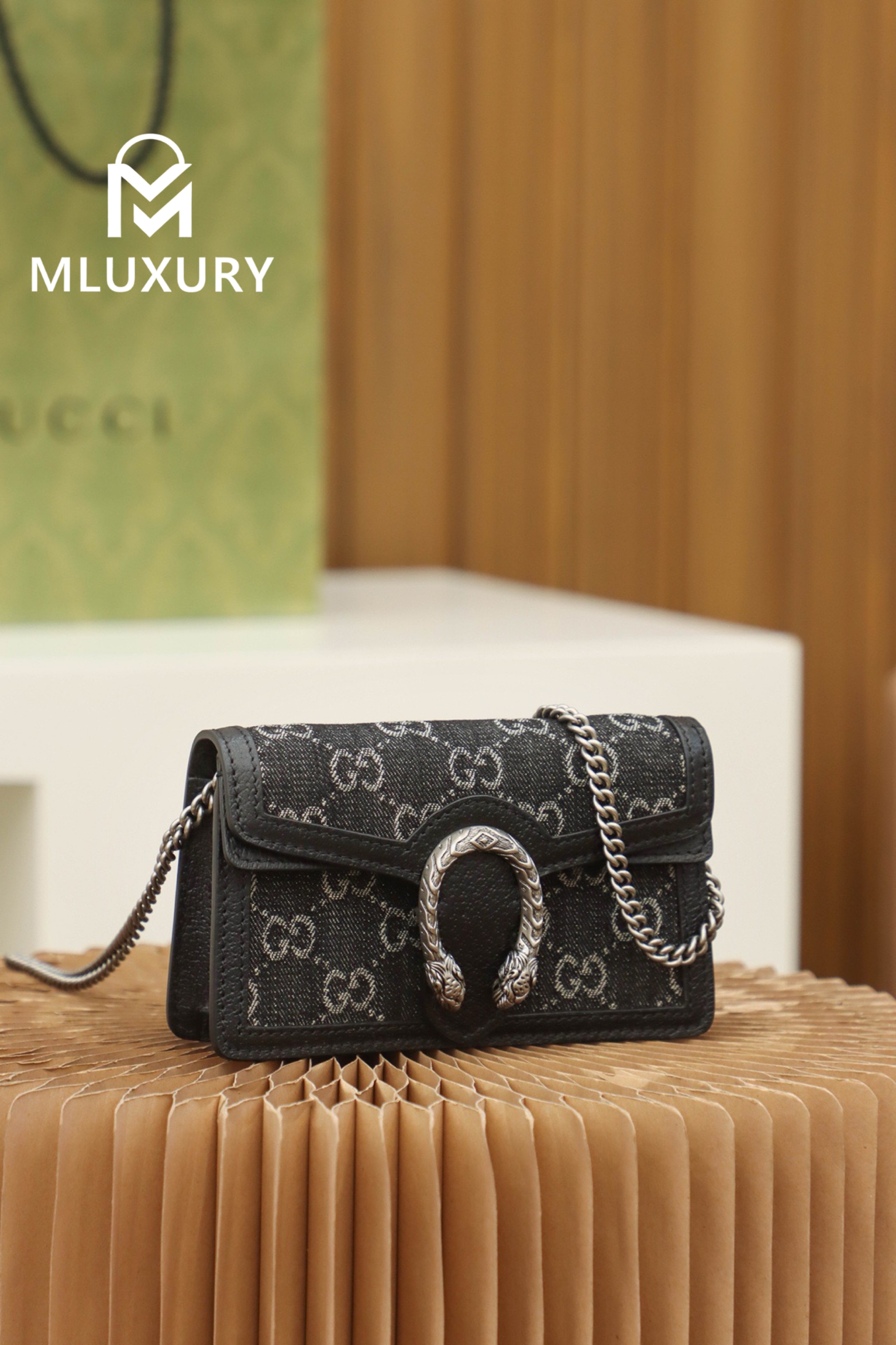 GUCCI Dionysus Denim Mini, Genuine Leather