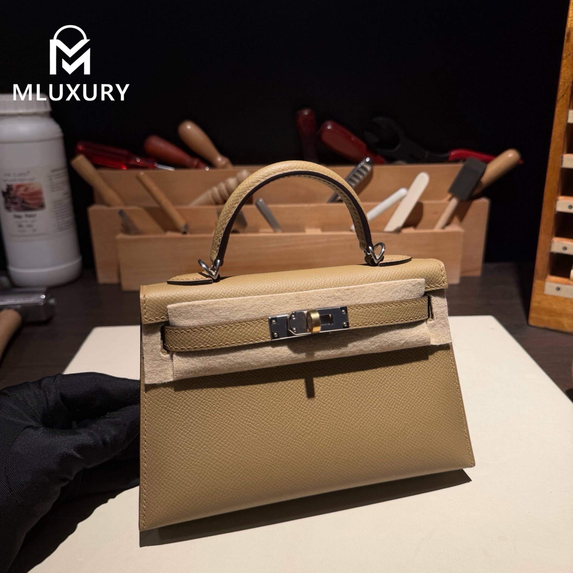 Hermès Mini Kelly II, Genuine Epsom leather, New color from 2026, 2D Dune, Double clasp